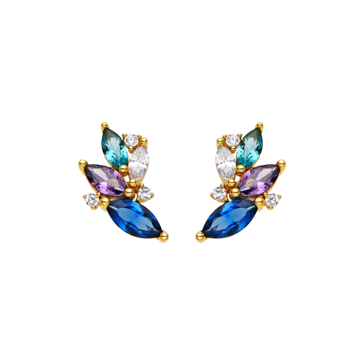 Orecchini in Argento Sterling 925 e Zirconia Multicolore finitura oro 18k - Dainki