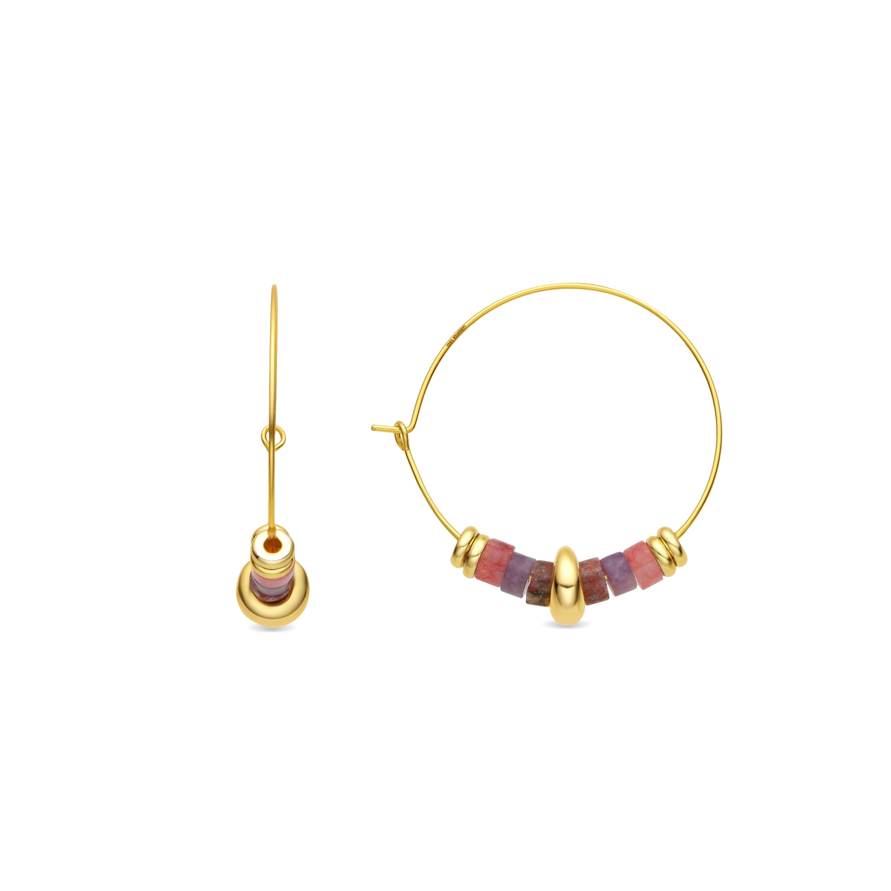 Pendientes de Plata de Ley 925 y Amatista Natural acabado oro amarillo de 18k - Darkba