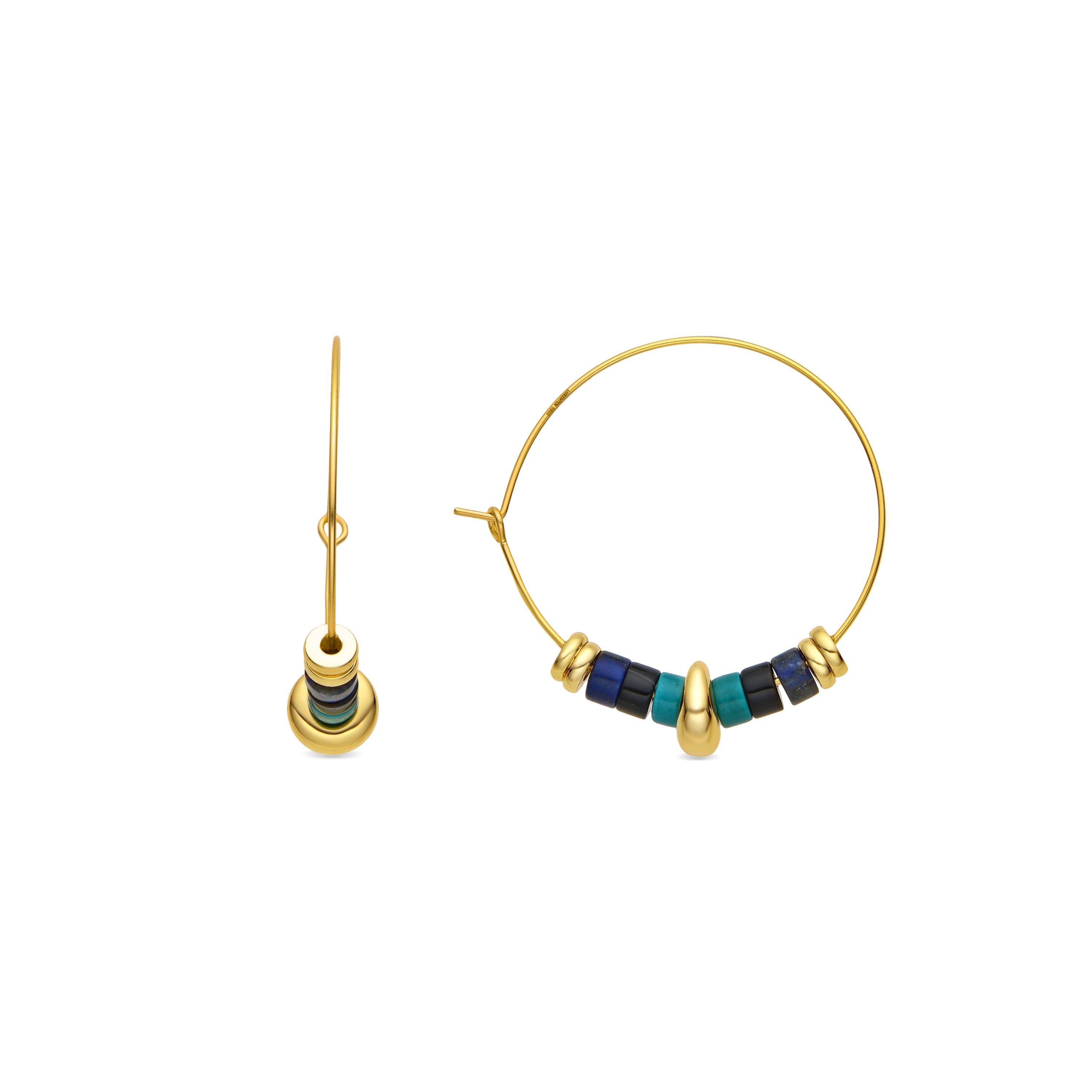 Ohrringe aus 925er Sterlingsilber und Malachit mit 18k Gelbgold-Finish - Darkba