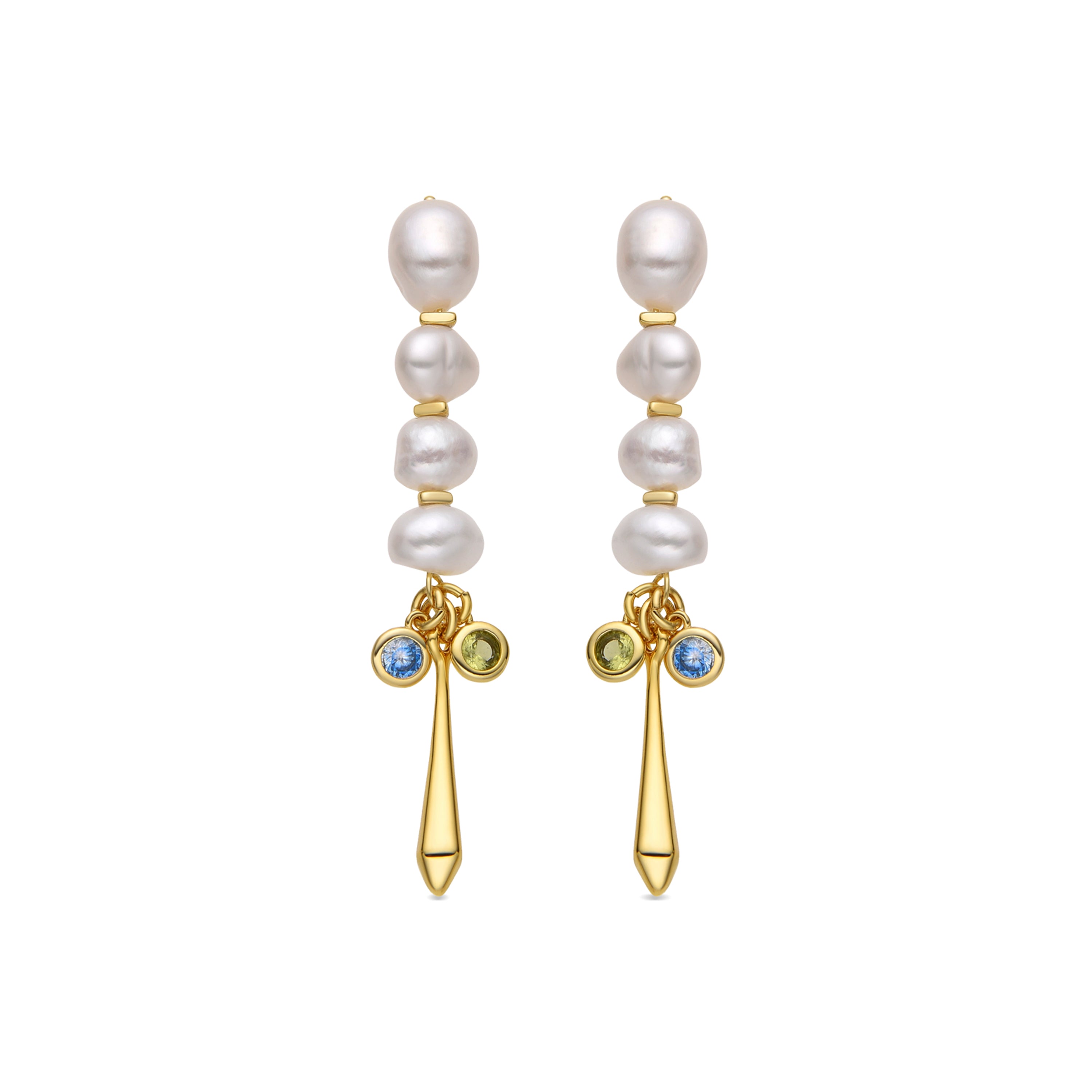 925 Sterling Silver Earrings with White Pearl finished in 18k Gold - Thydo