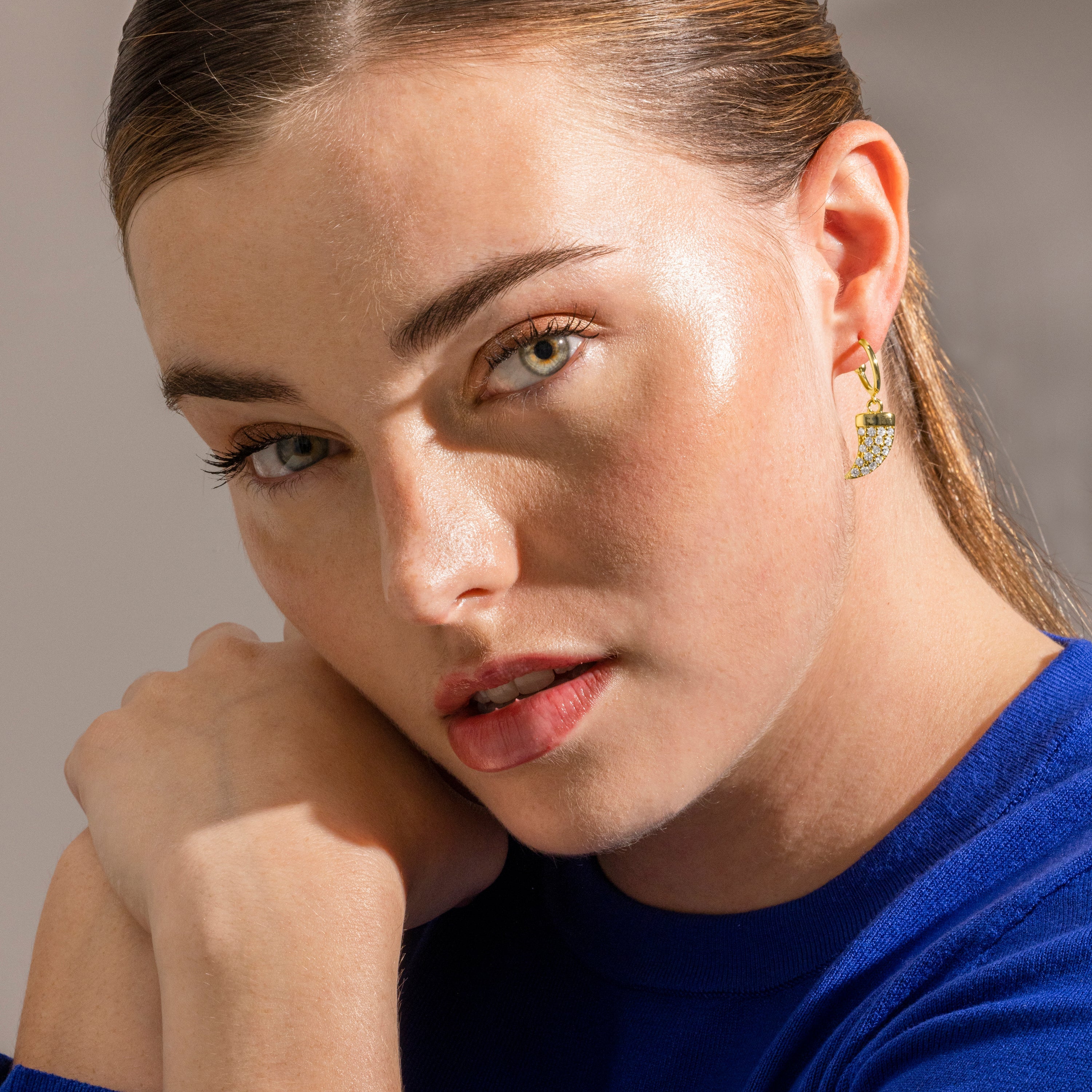 Boucles d'oreilles en argent sterling 925 et zircon brillant finition or 18k - Dek