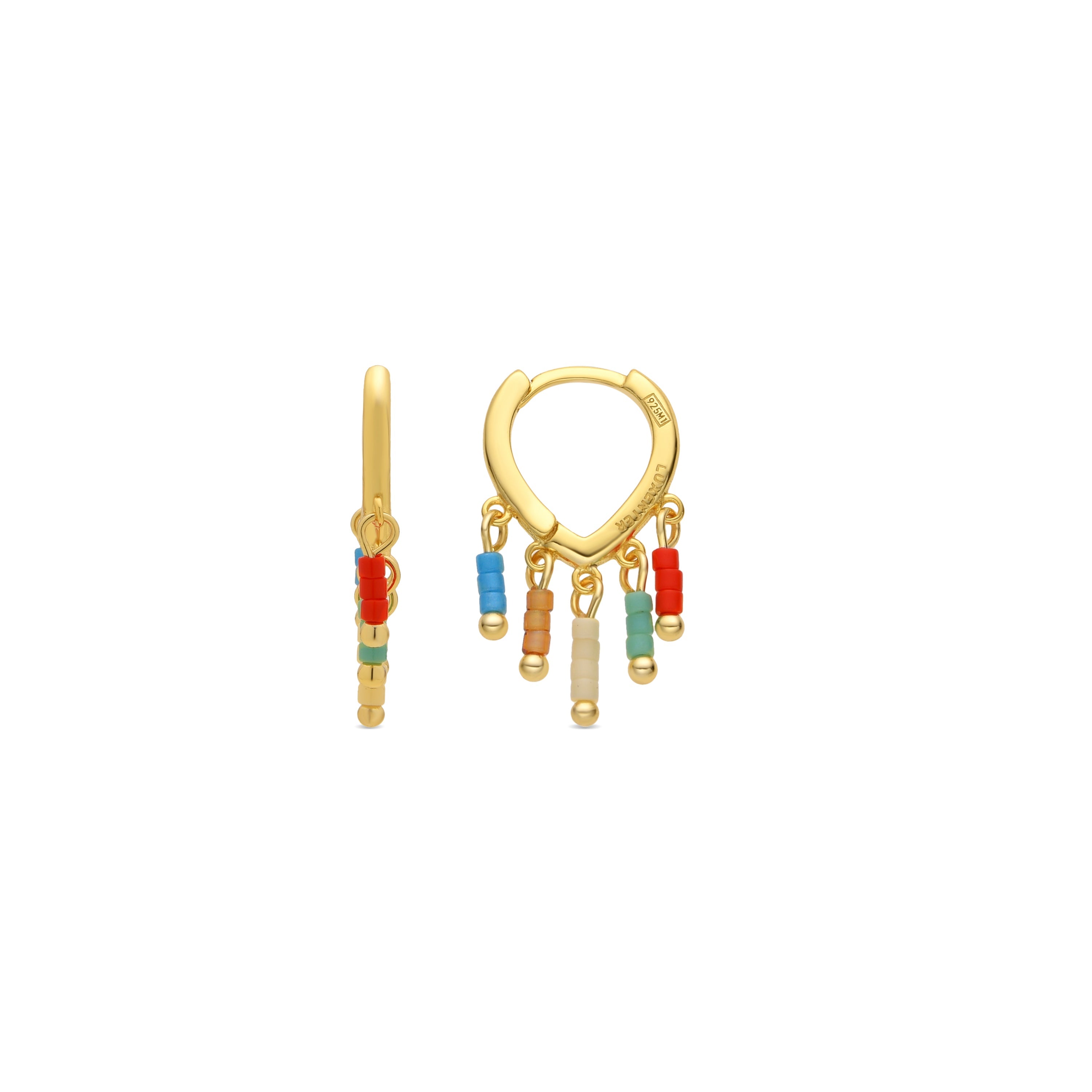 Ohrringe aus 925er Sterlingsilber und mehrfarbigem Lack mit 18k Gelbgold-Finish - Kelao