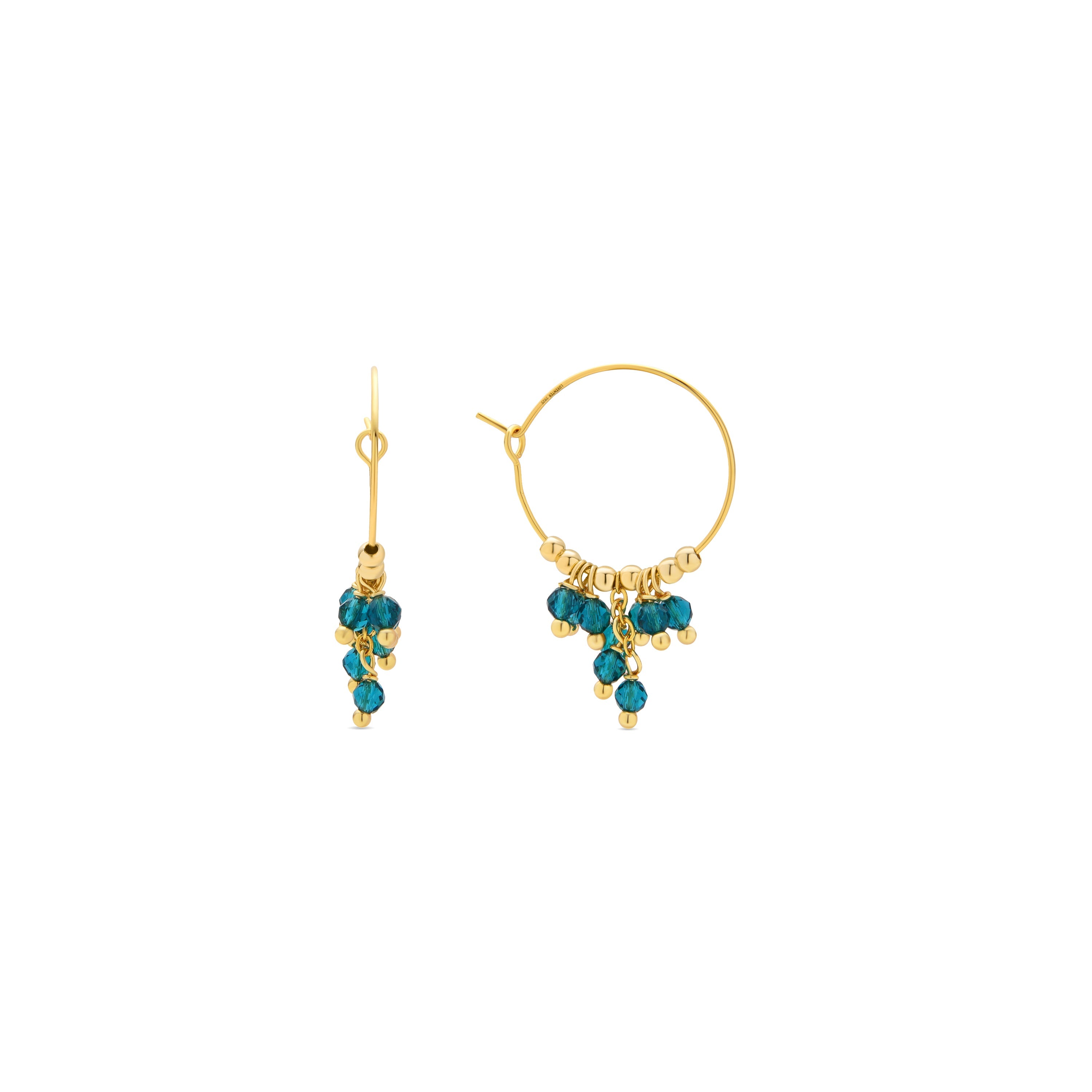 Pendientes de Plata de Ley 925 y Cristal Verde acabado oro amarillo de 18k - Drako