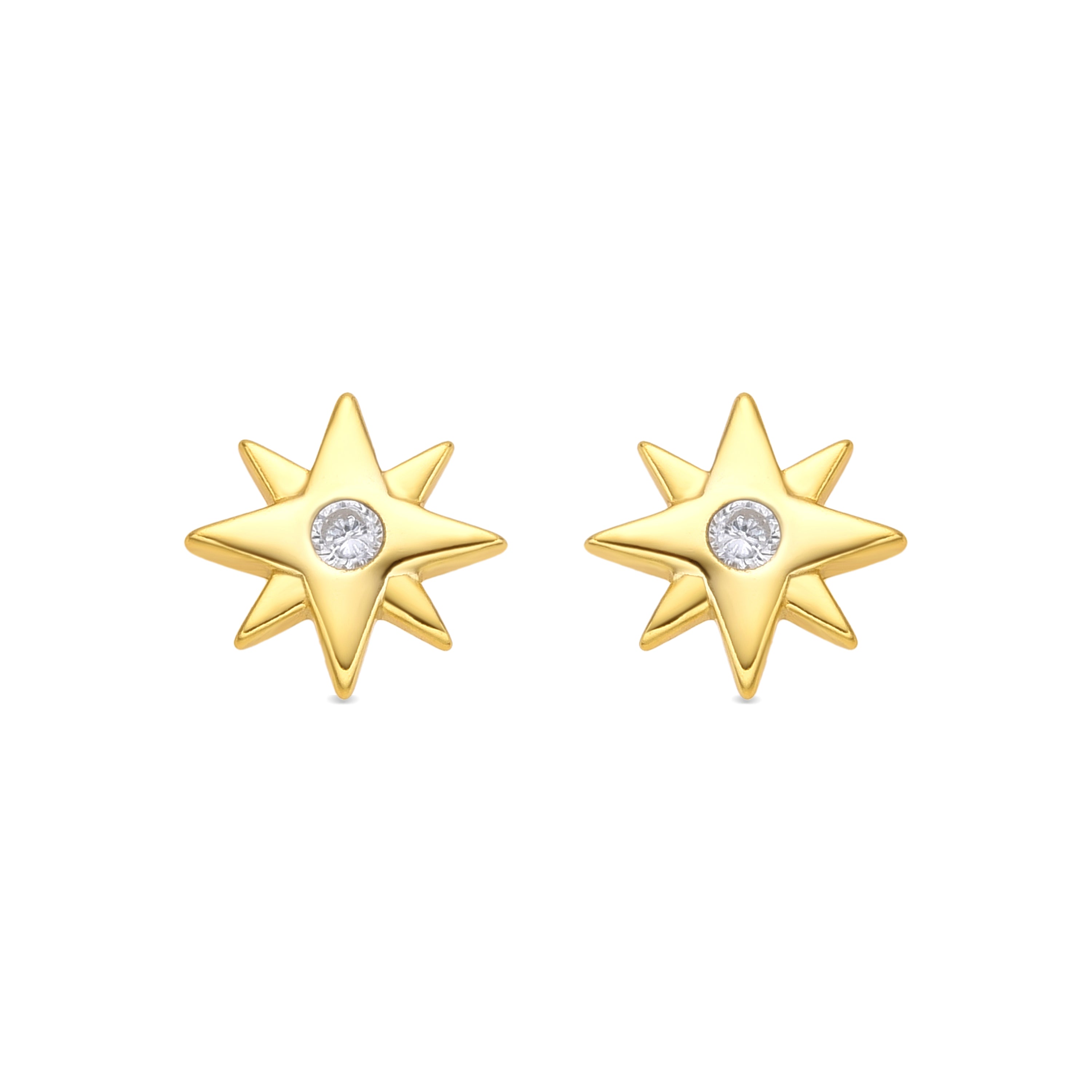 Pendientes de Plata de Ley 925 y Circonita Brillante acabado oro amarillo de 18k - Meril