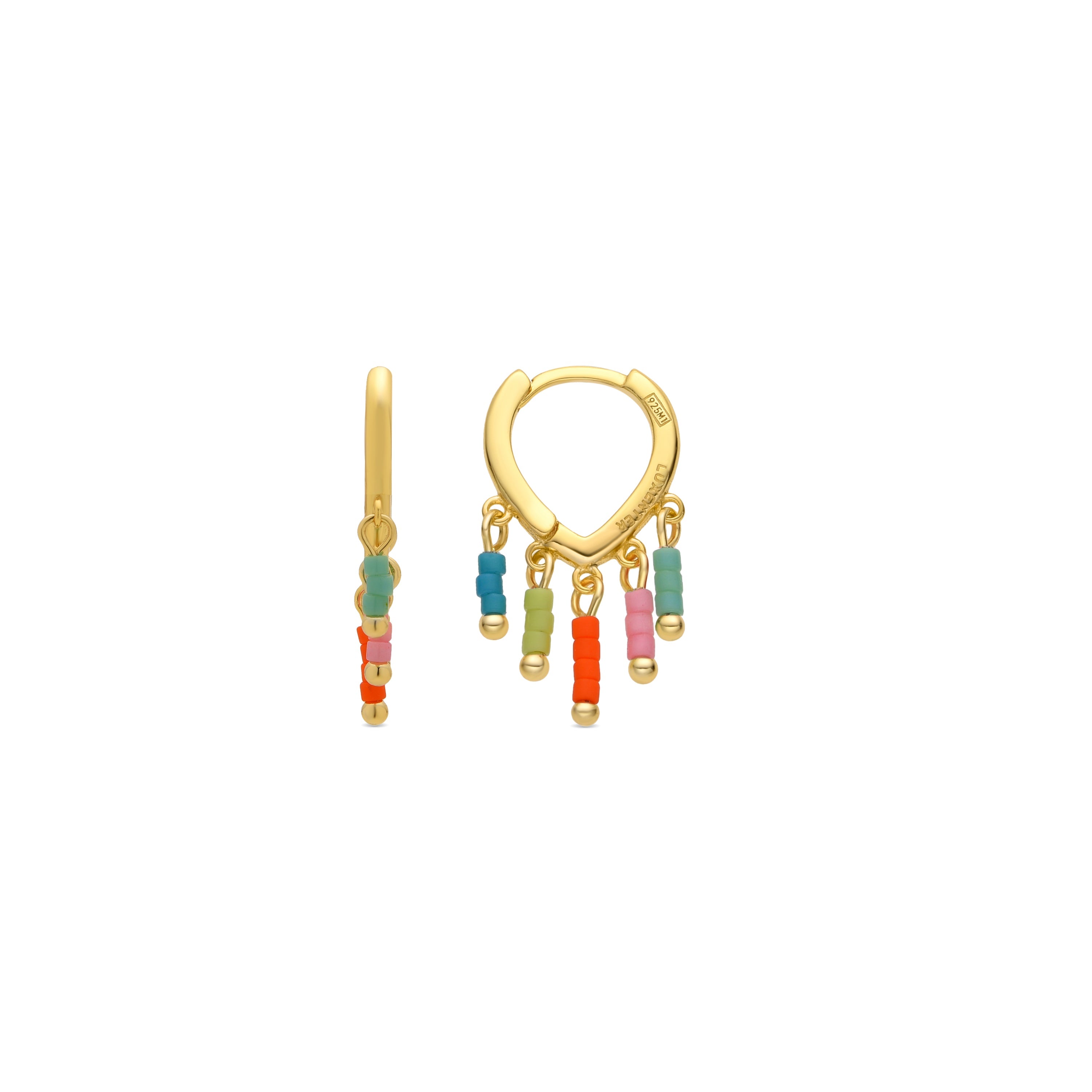 Ohrringe aus 925er Sterlingsilber und mehrfarbigem Lack mit 18k Gelbgold-Finish - Mandel