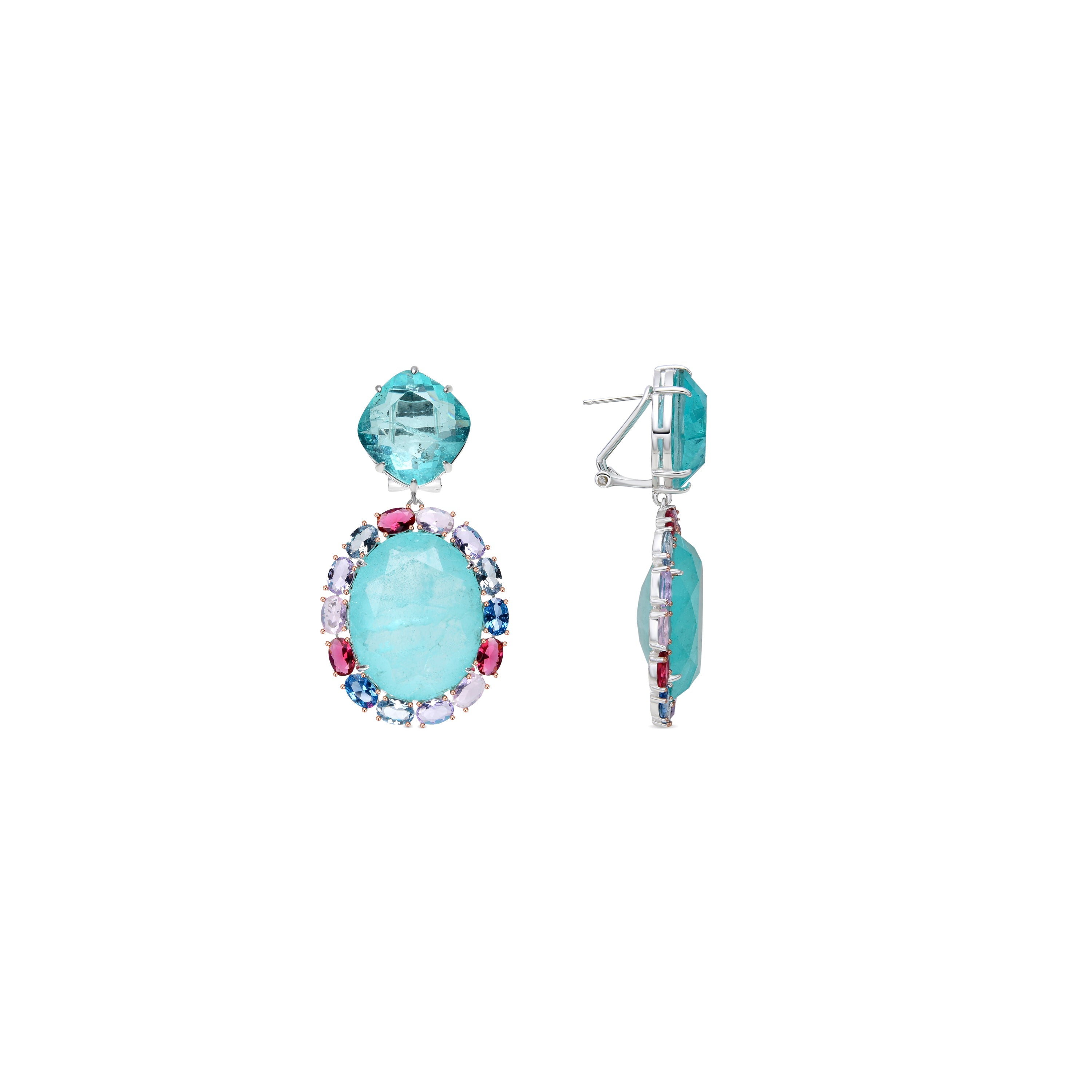 Orecchini in Argento Sterling 925 e Quarzo Iidrotermale Acquamarina finitura rodio - Wada