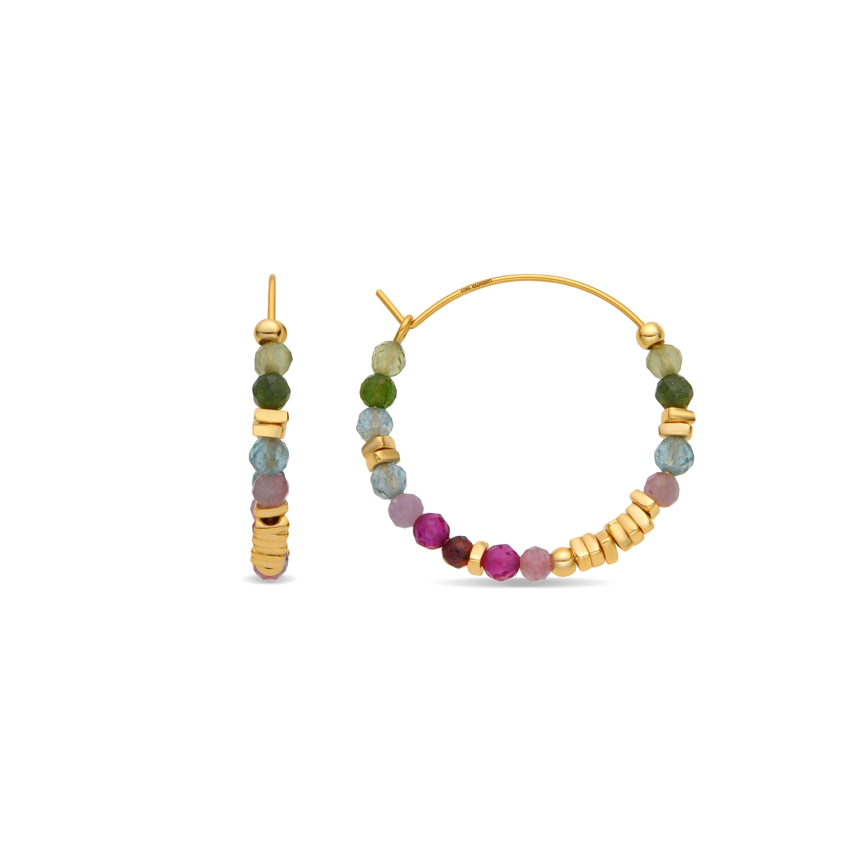 Pendientes de Plata de Ley 925 y Cristal Multicolor acabado oro amarillo de 18k - Ane