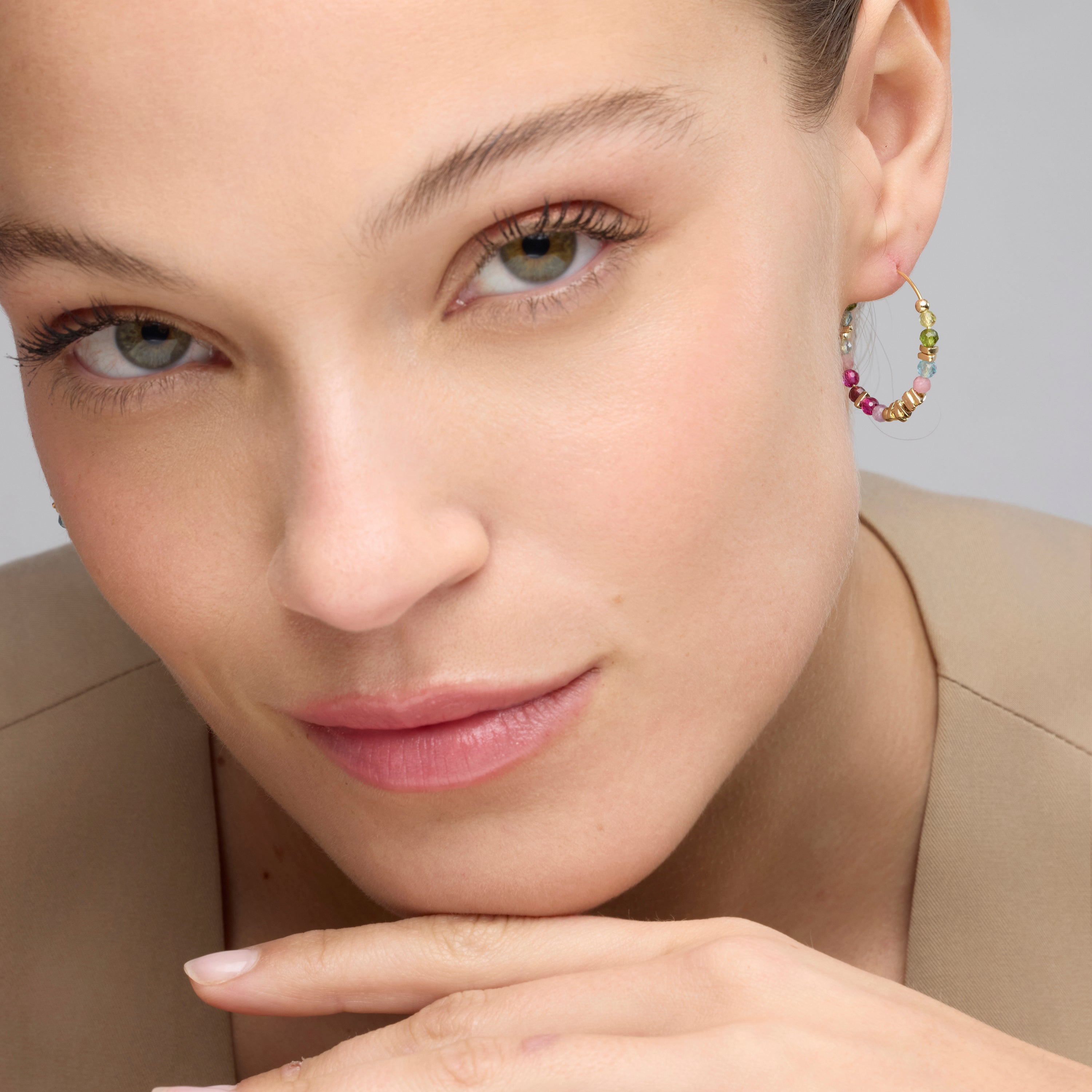 Pendientes de Plata de Ley 925 y Cristal Multicolor acabado oro amarillo de 18k - Ane