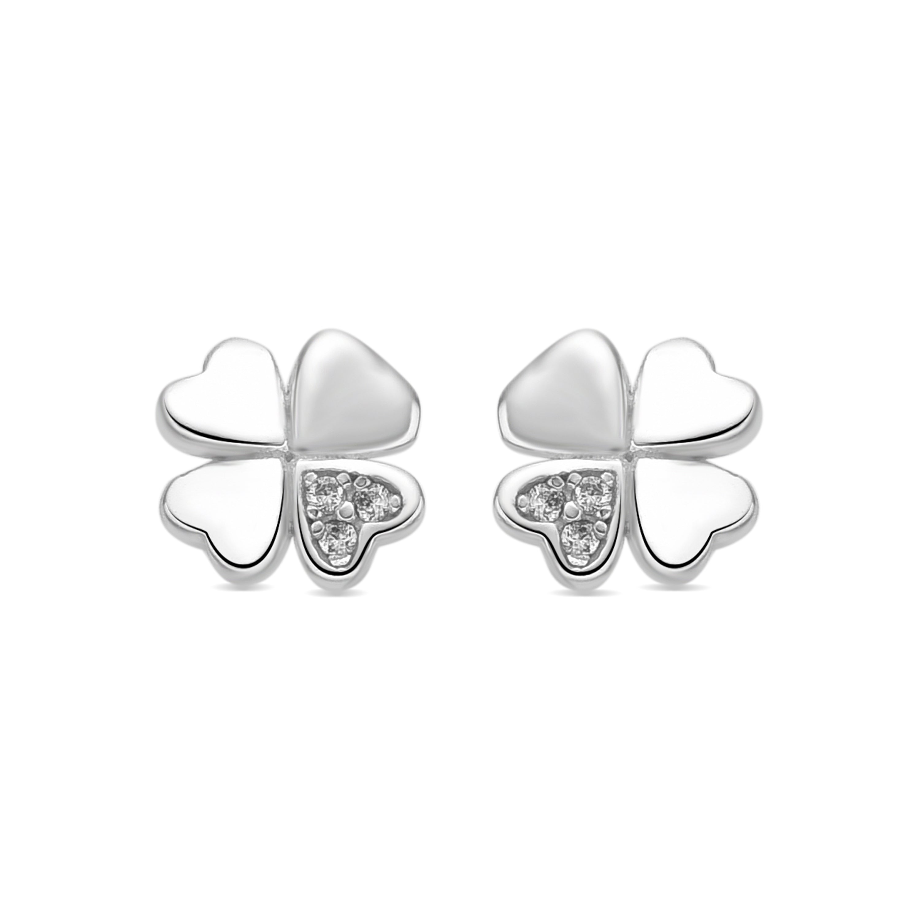 925 Sterling Silver Earrings with Brilliant Zirconia, Rhodium Finish - Skiram