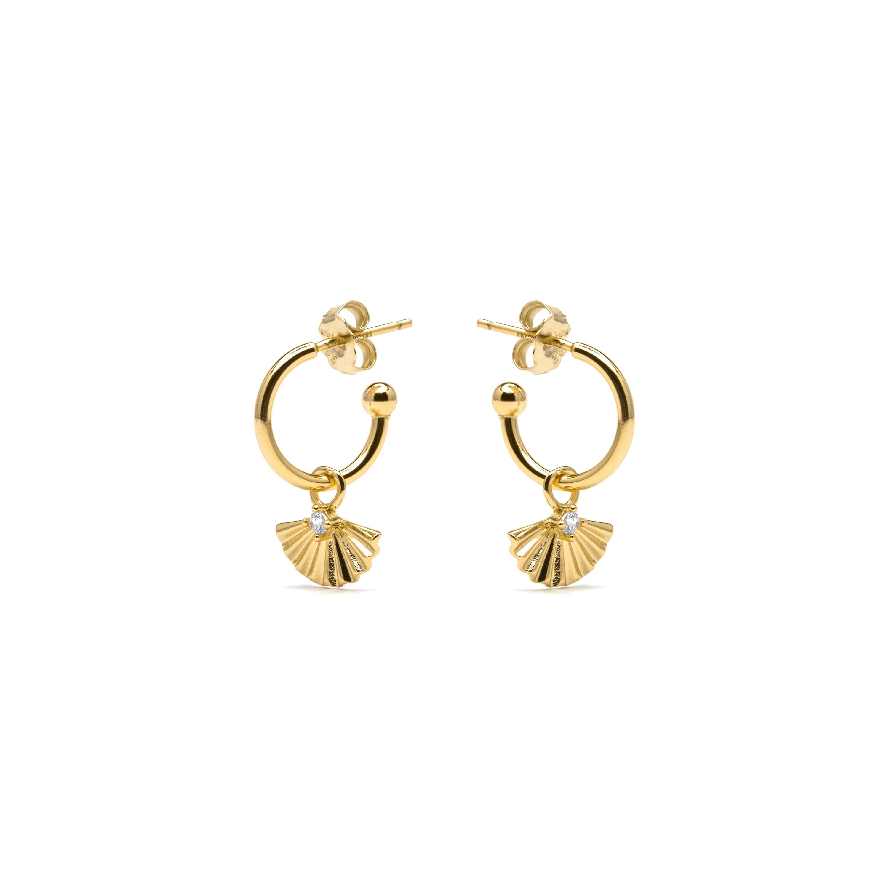 Boucles d'oreilles en argent sterling 925 et zircon brillant finition or jaune 18k - Matabak
