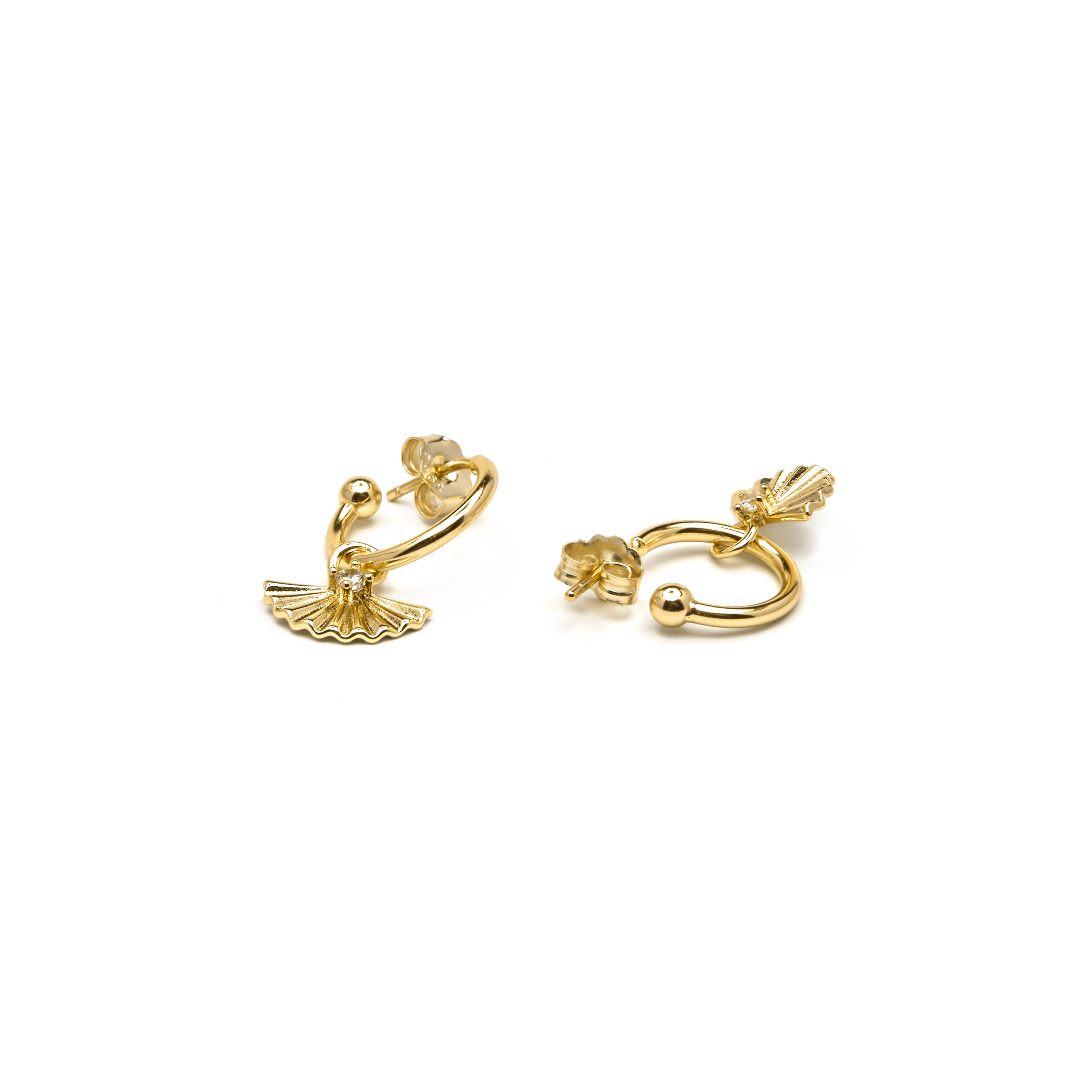Boucles d'oreilles en argent sterling 925 et zircon brillant finition or jaune 18k - Matabak