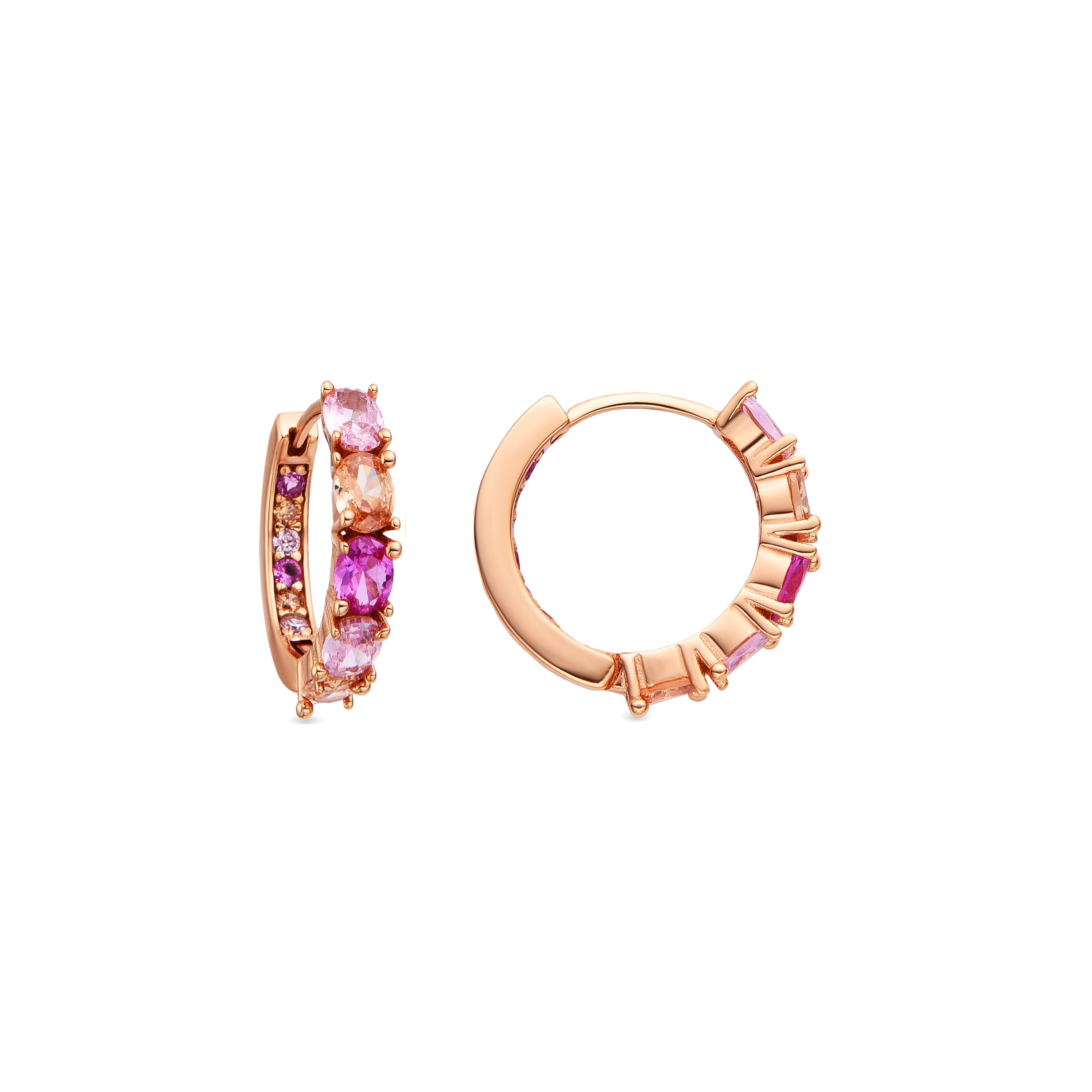 925 Sterling Silver Earrings with Pink Cubic Zirconia finished in 18k Yellow Gold - Naak