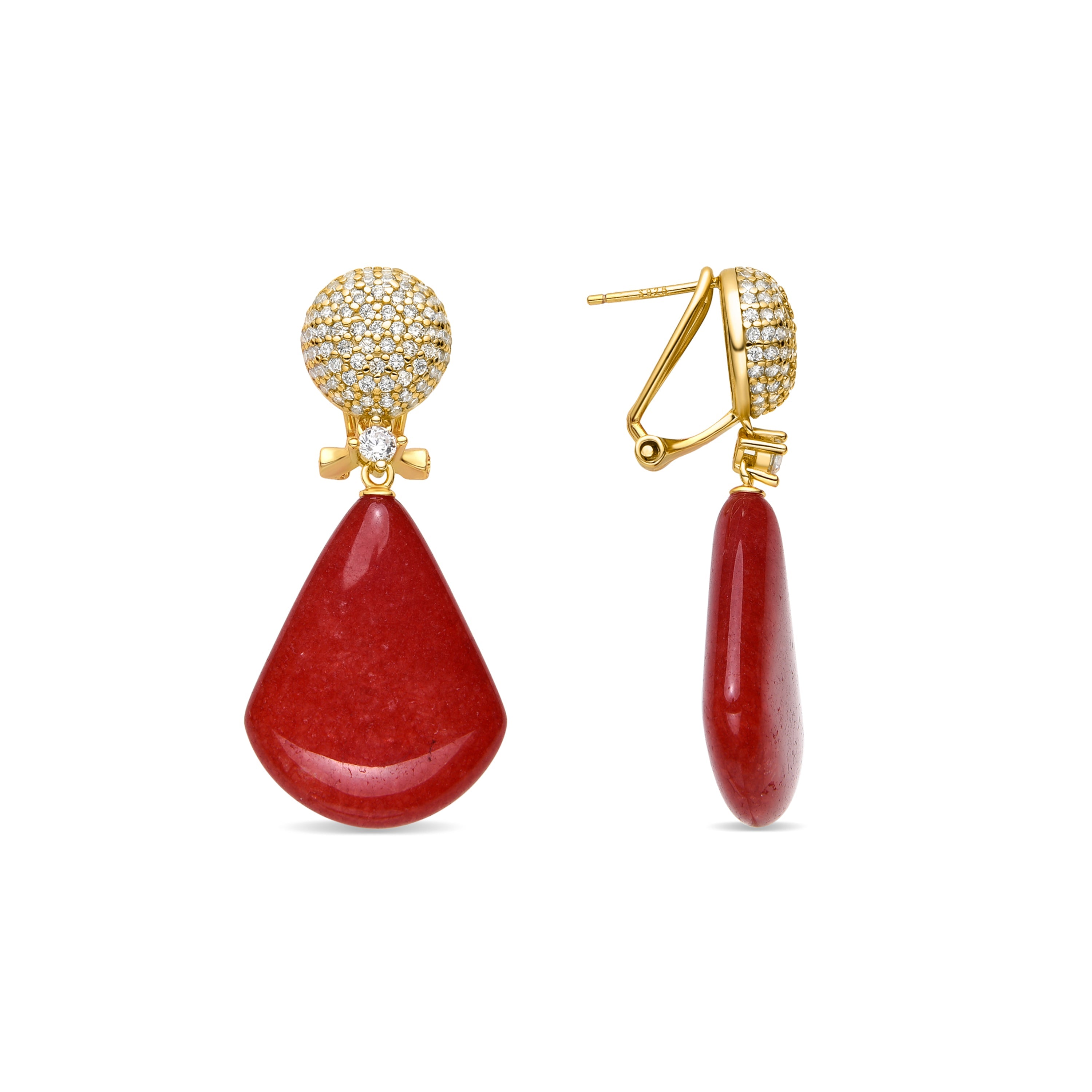 Orecchini in Argento Sterling 925 e Corallo con finitura in oro giallo 18k - Iakha
