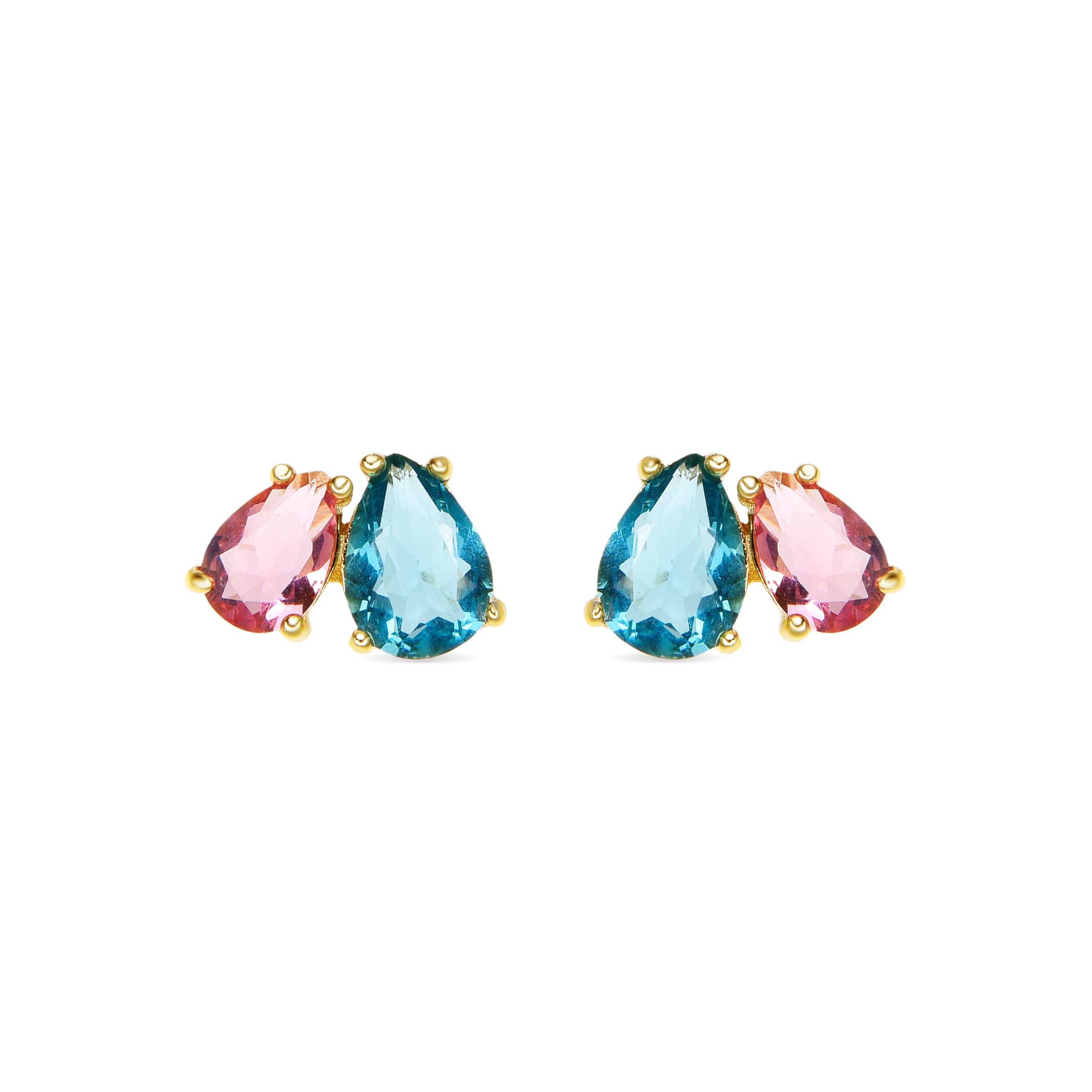 Ohrringe aus 925er Sterlingsilber und multicolor Hydrothermalquarz mit 18k Gelbgold-Finish - Khata