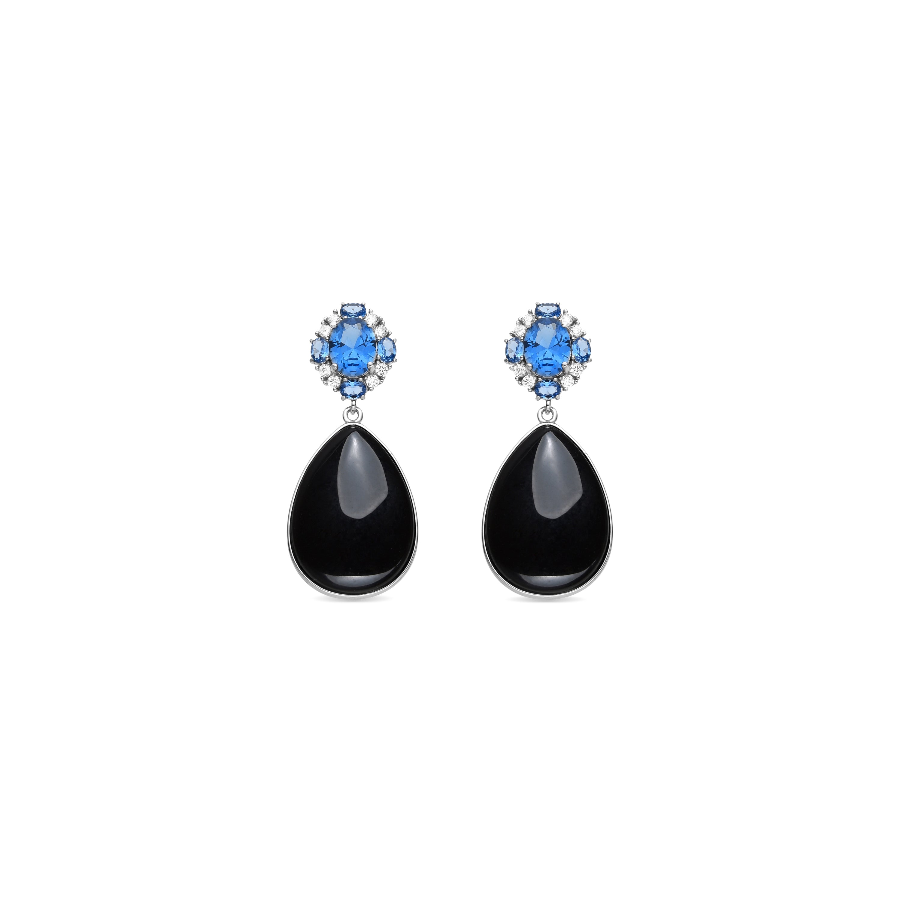 925 Sterling Silver Earrings and Hydrothermal Quartz Onyx rhodium finish - Arwu