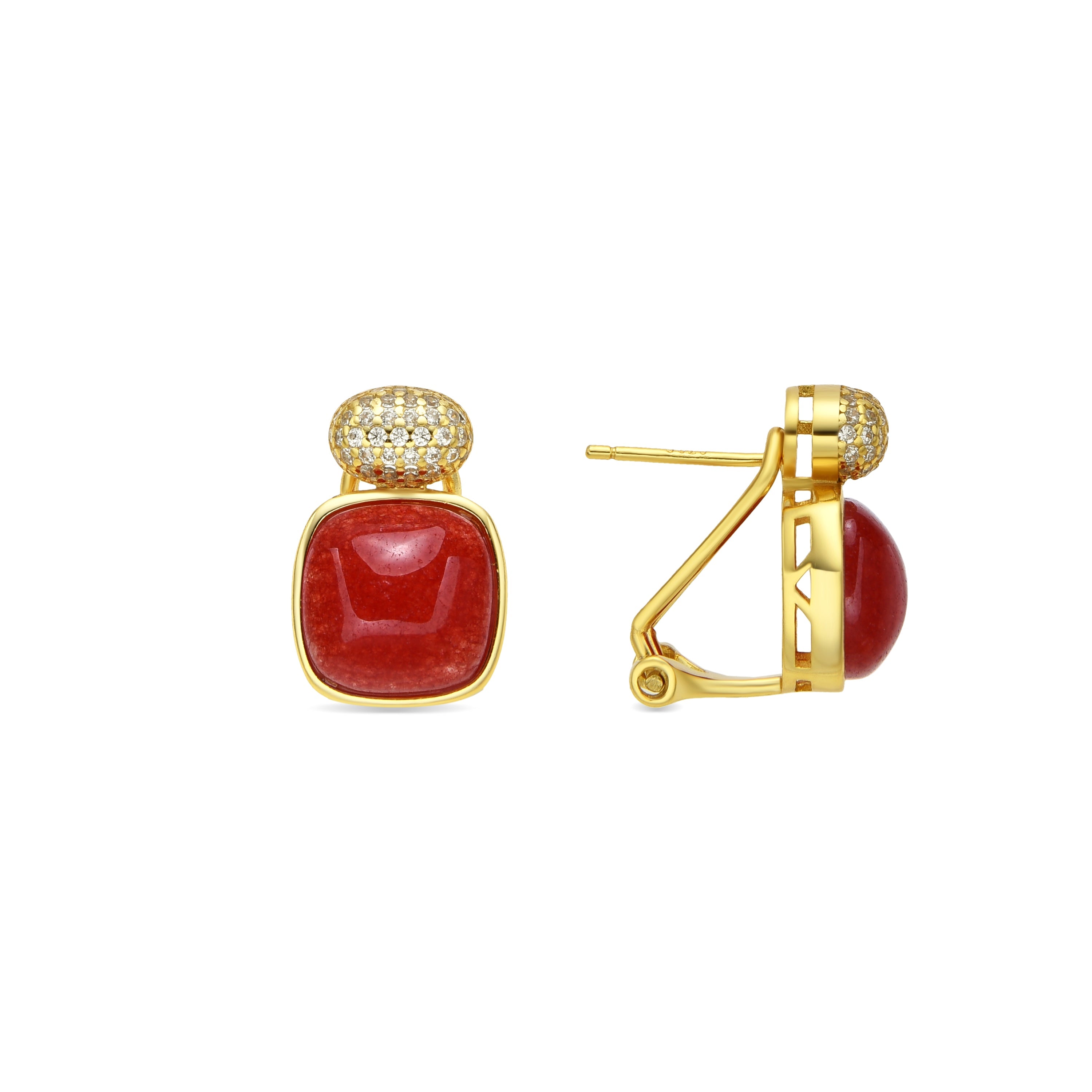 Orecchini in Argento Sterling 925 e Corallo con finitura in oro giallo 18k - Thahi