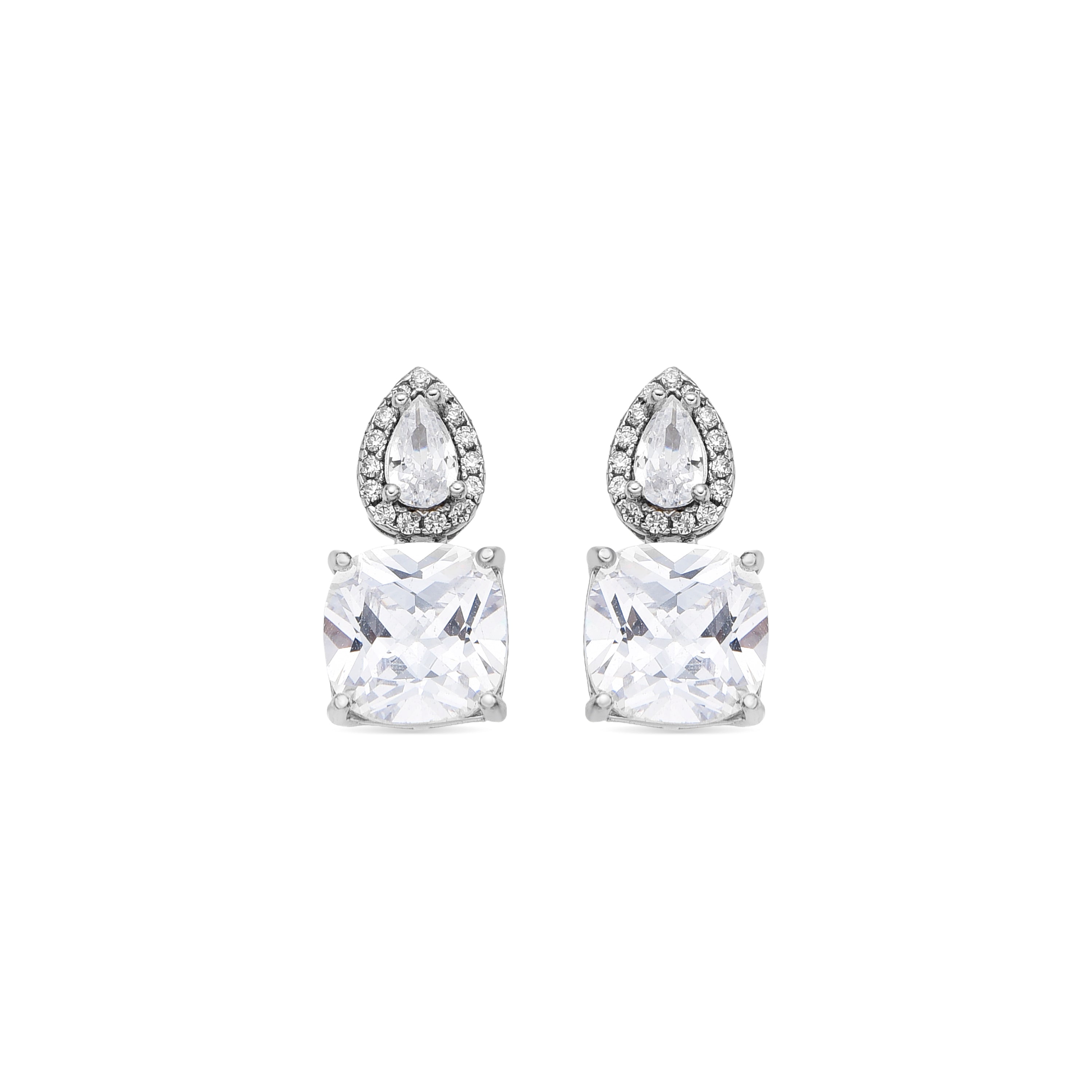 925 Sterling Silver Earrings with Brilliant Zirconia and Rhodium Finish - Ronni