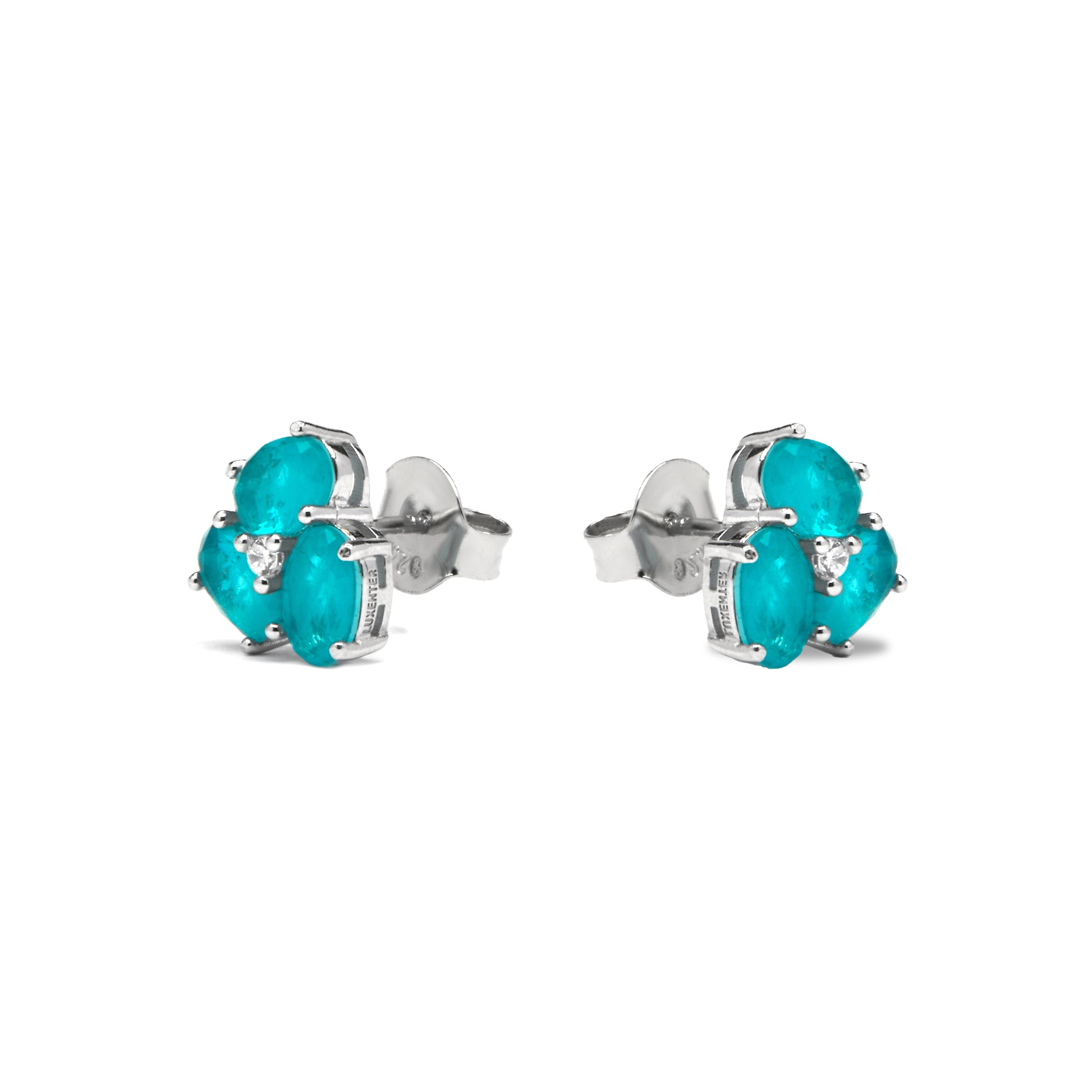 Orecchini in Argento Sterling 925 e Quarzo Iidrotermale Acquamarina finitura rodio - Mursha