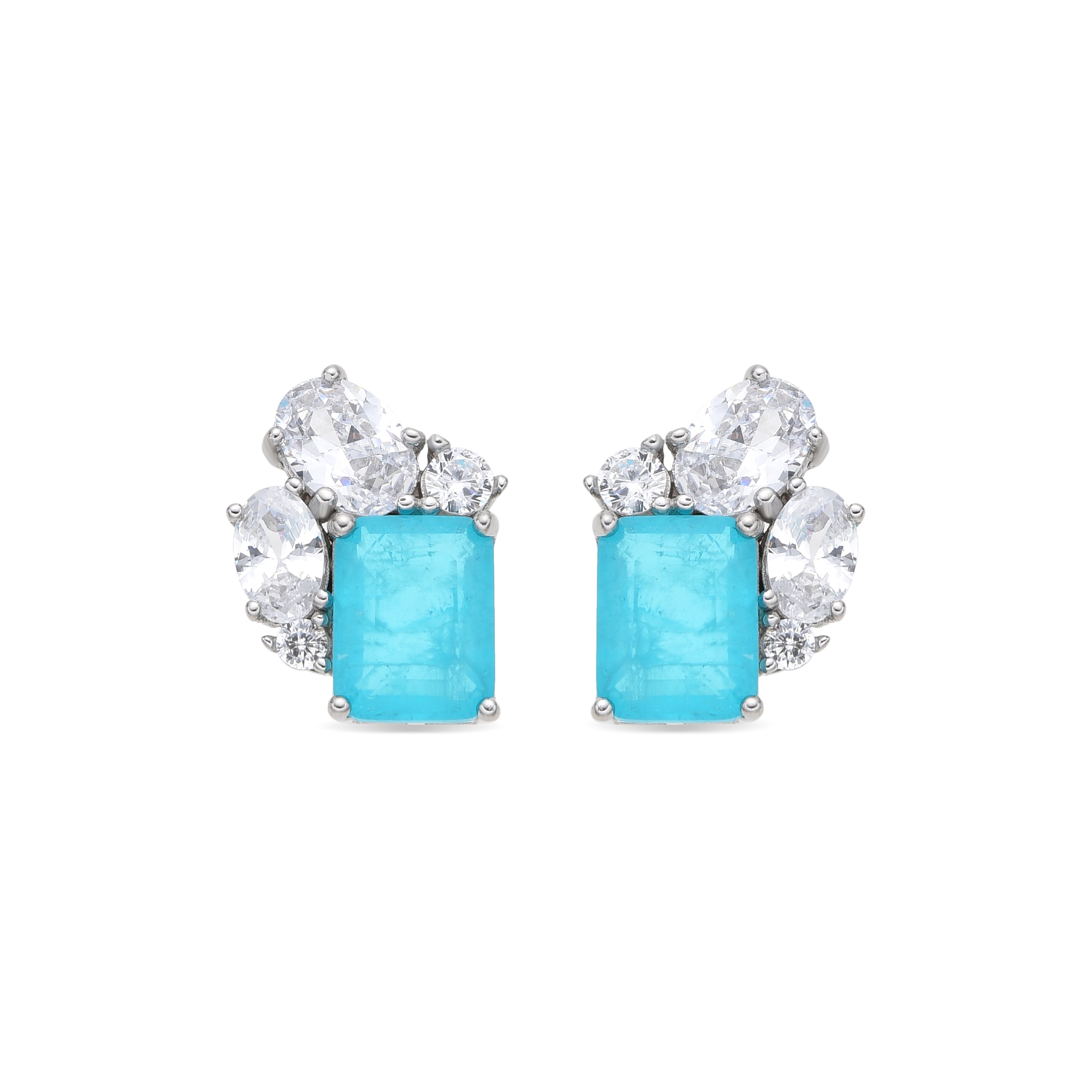 Ohrringe aus 925er Sterlingsilber und hydrothermalem Aquamarin mit Rhodium-Finish - Lania
