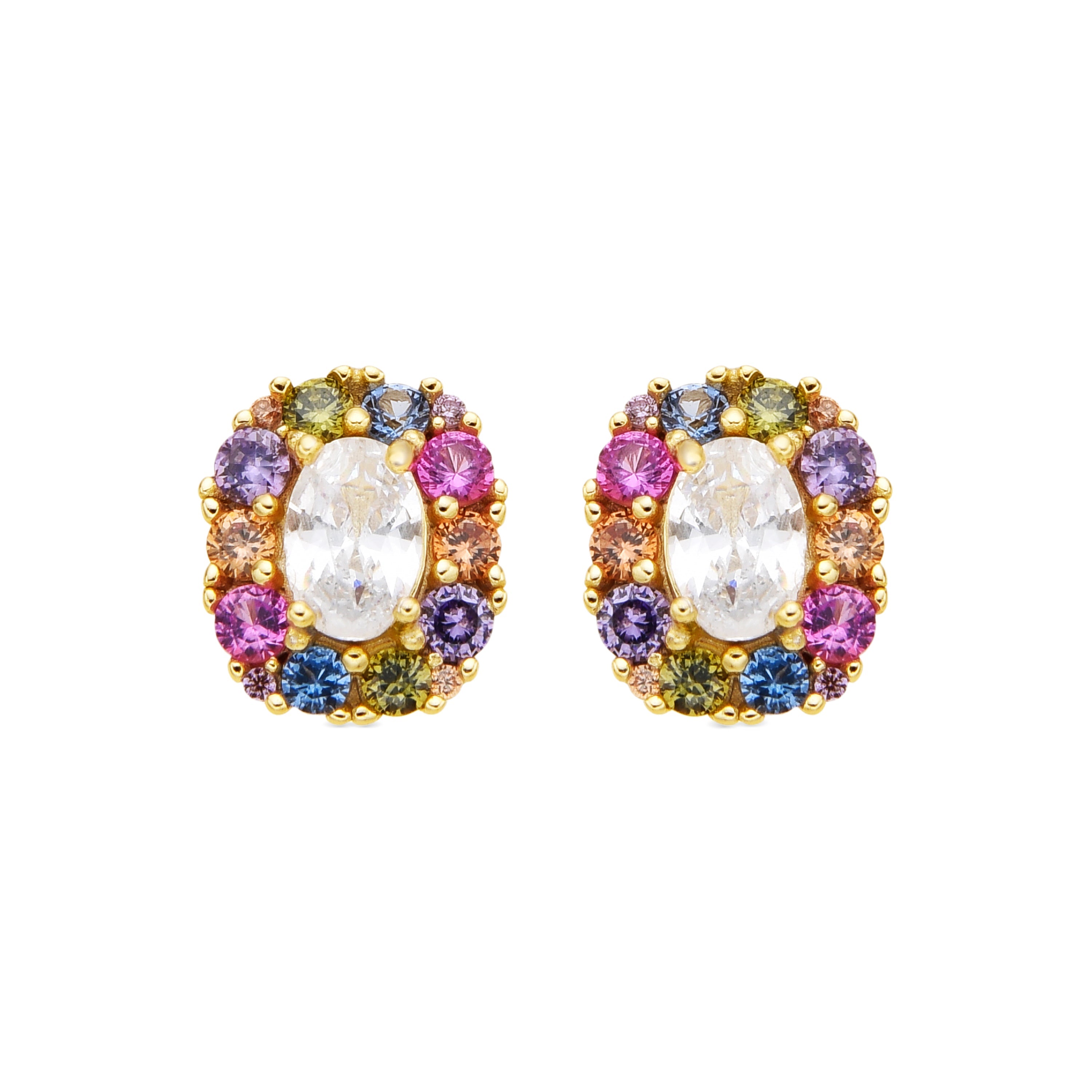 Orecchini in Argento Sterling 925 e Zirconia Multicolore con finitura in oro giallo 18k - Mezay