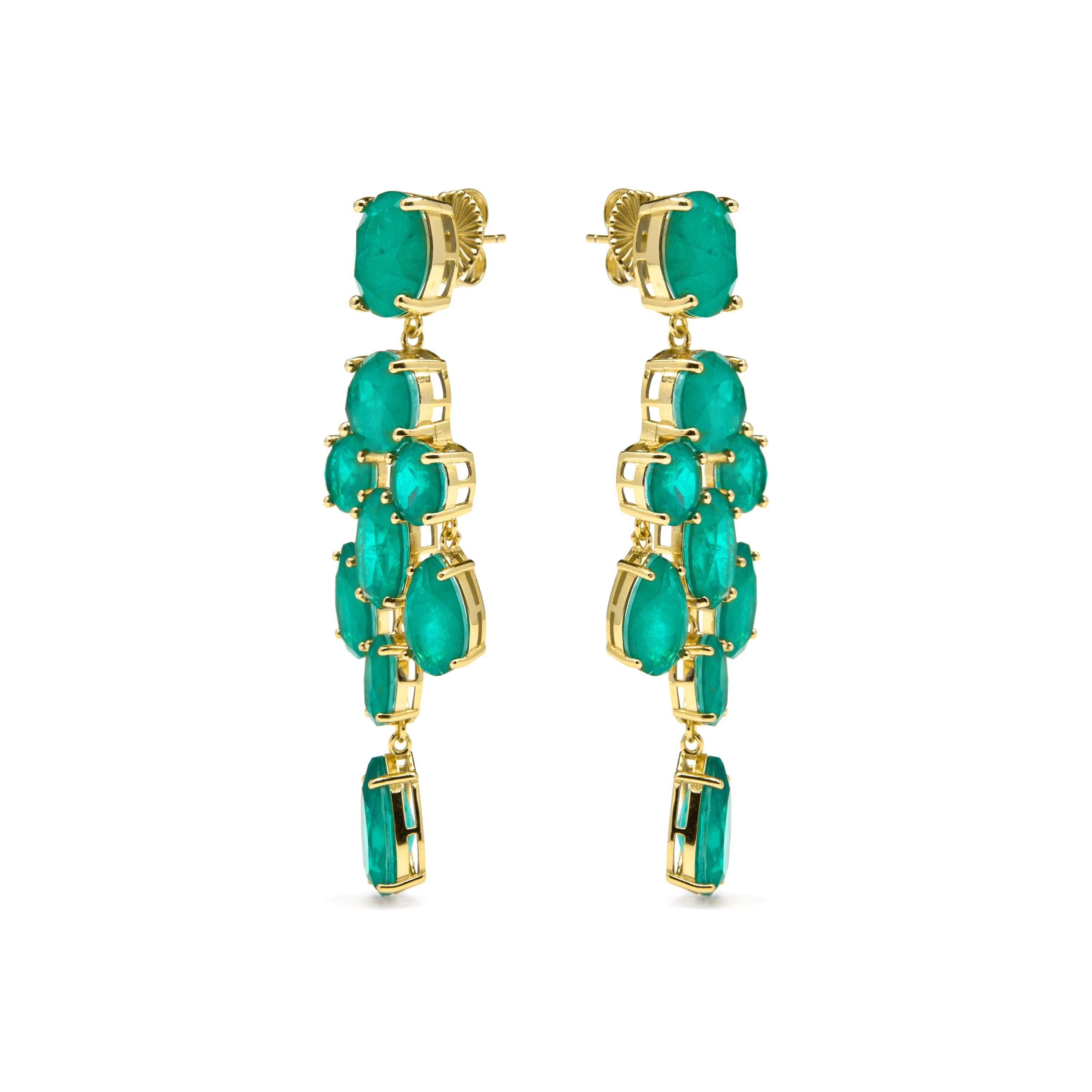 925 Sterling Silver Earrings with Green Paraiba Hydrothermal Quartz finished in 18k yellow gold - Kimid