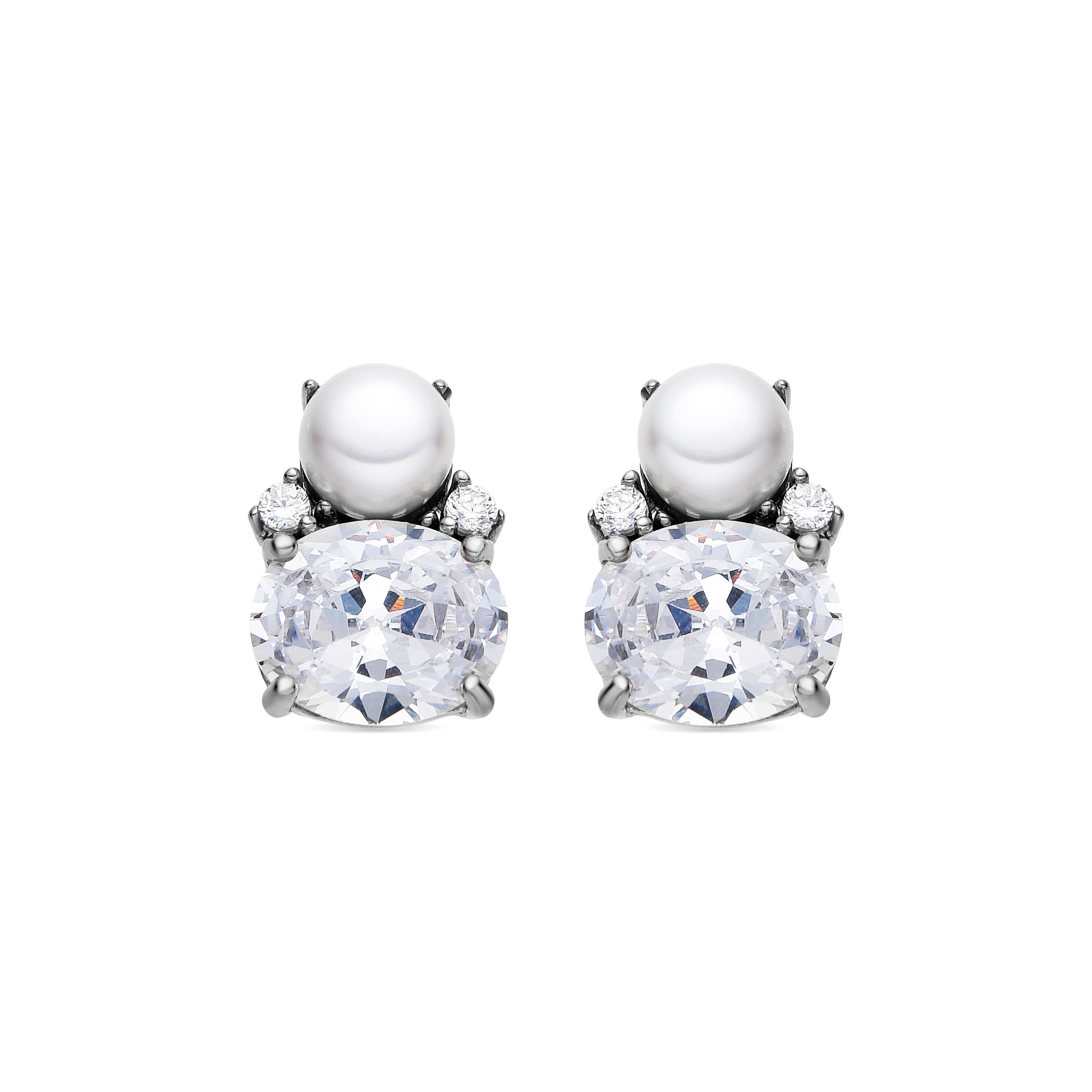 925 Sterling Silver Earrings with Brilliant Zirconia Rhodium Finish - Ward