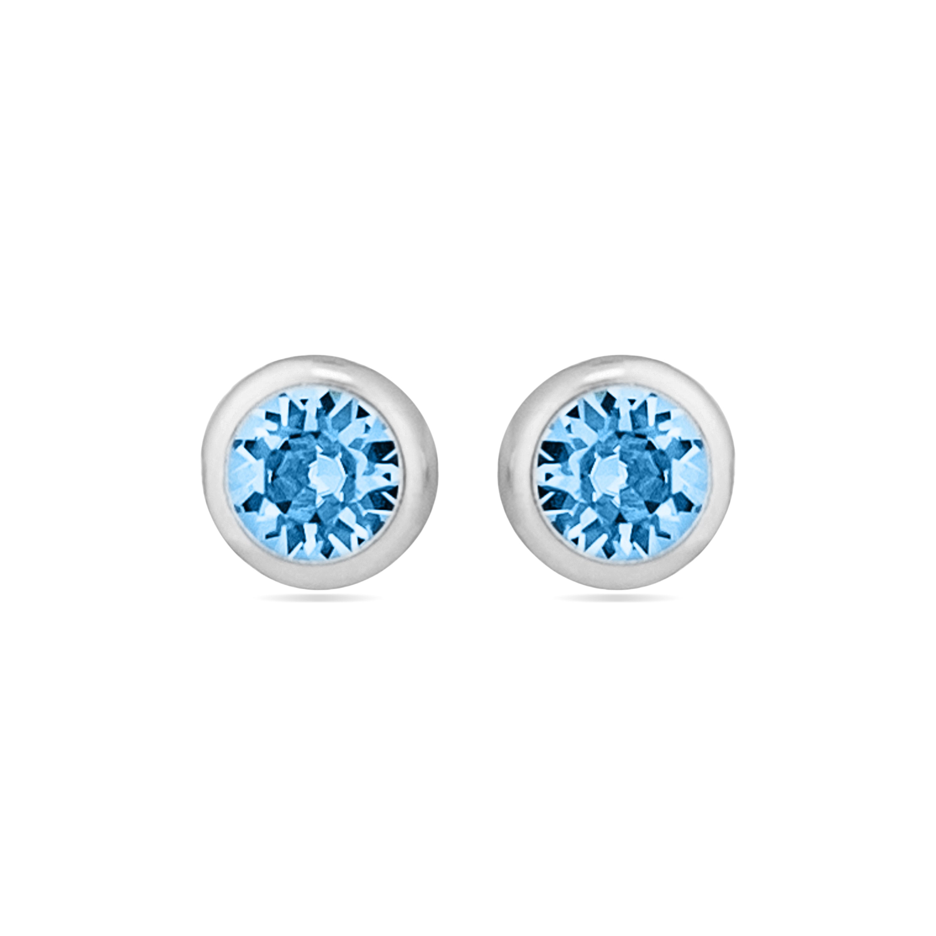 Boucles d'oreilles en argent sterling 925 avec zirconium aigue-marine finies en rhodium - Essential