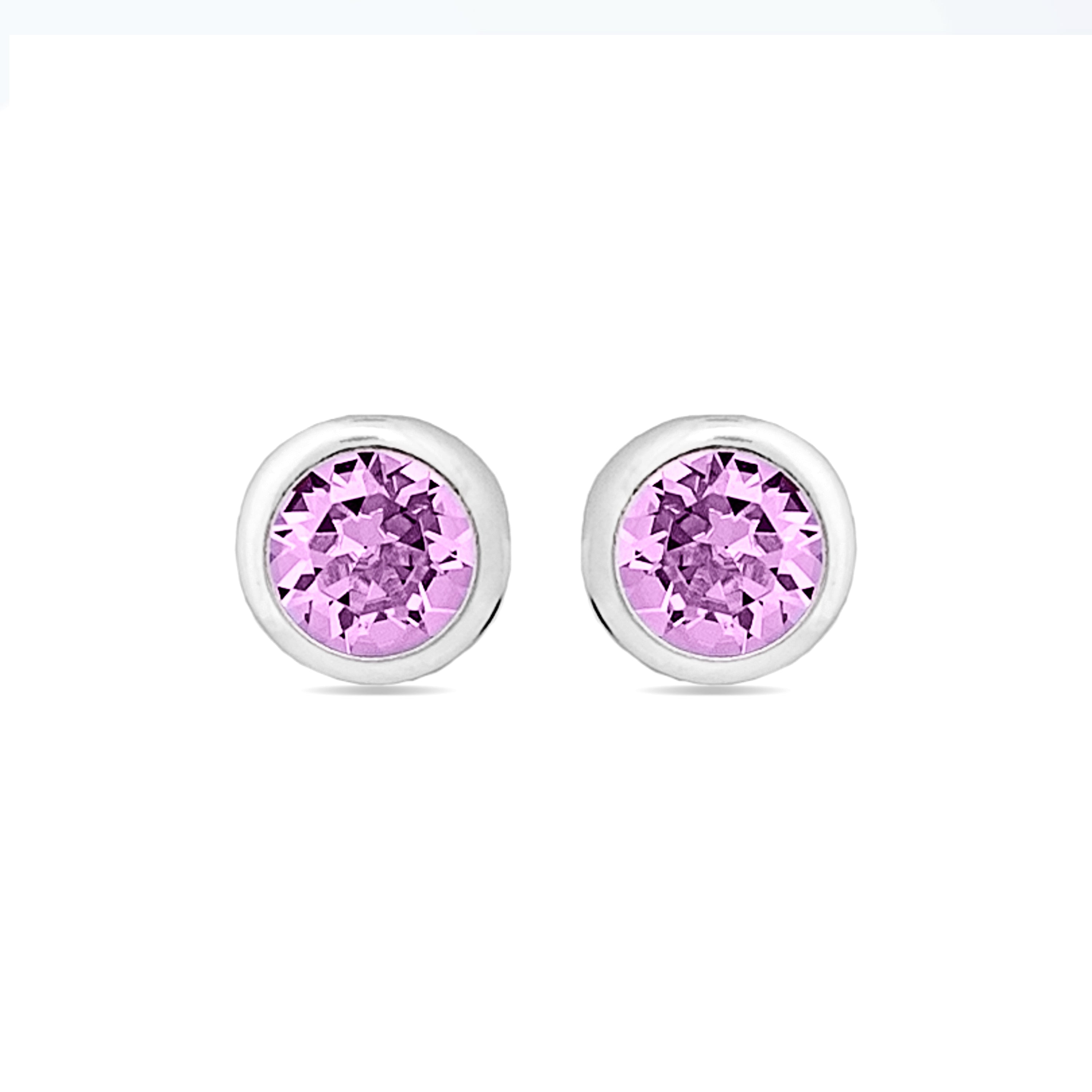 Boucles d'oreilles en argent sterling 925 avec zirconium améthyste finies en rhodium - Essential