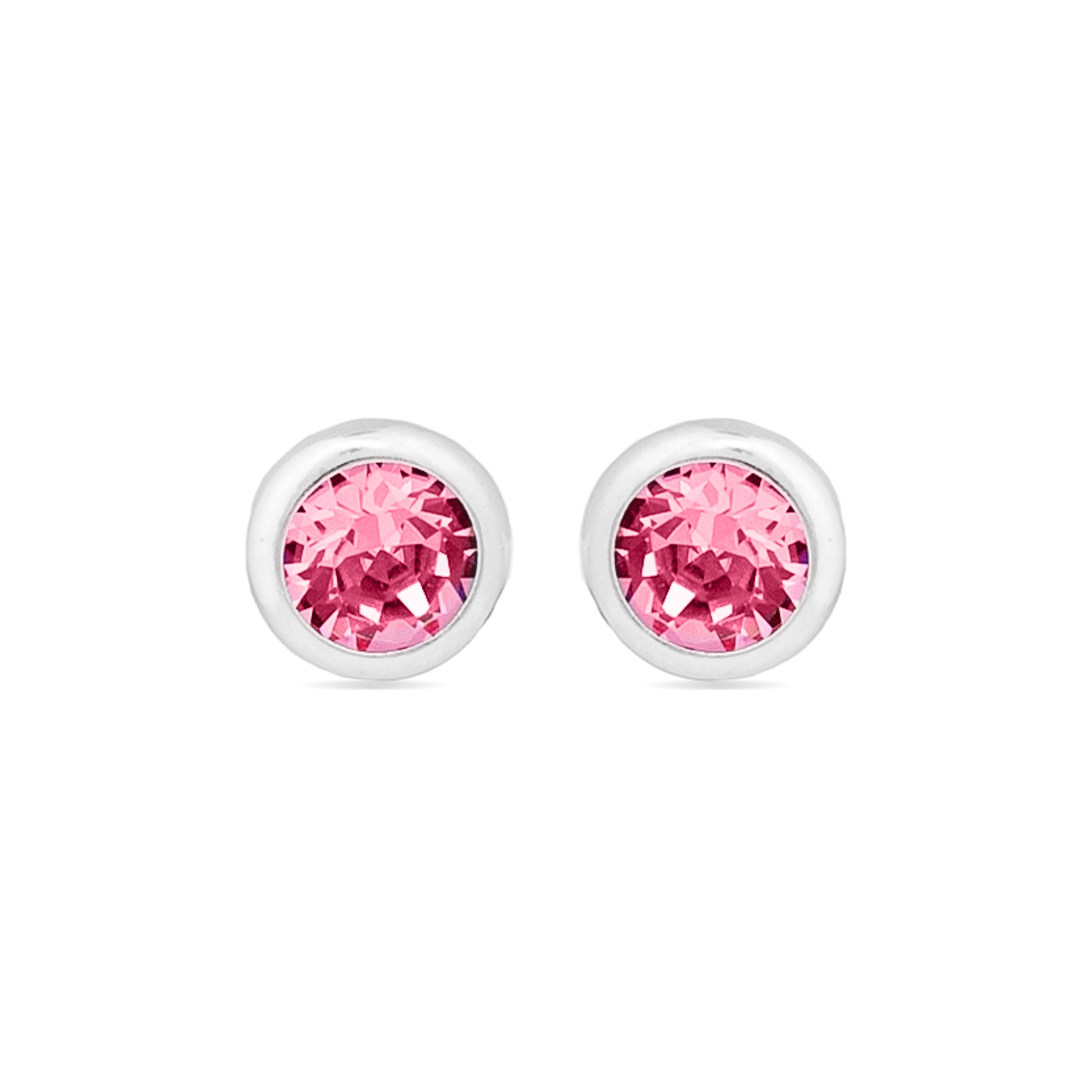 925 Sterling Zilveren Oorbellen met Roze Zirkonia afgewerkt in rhodium - Essential