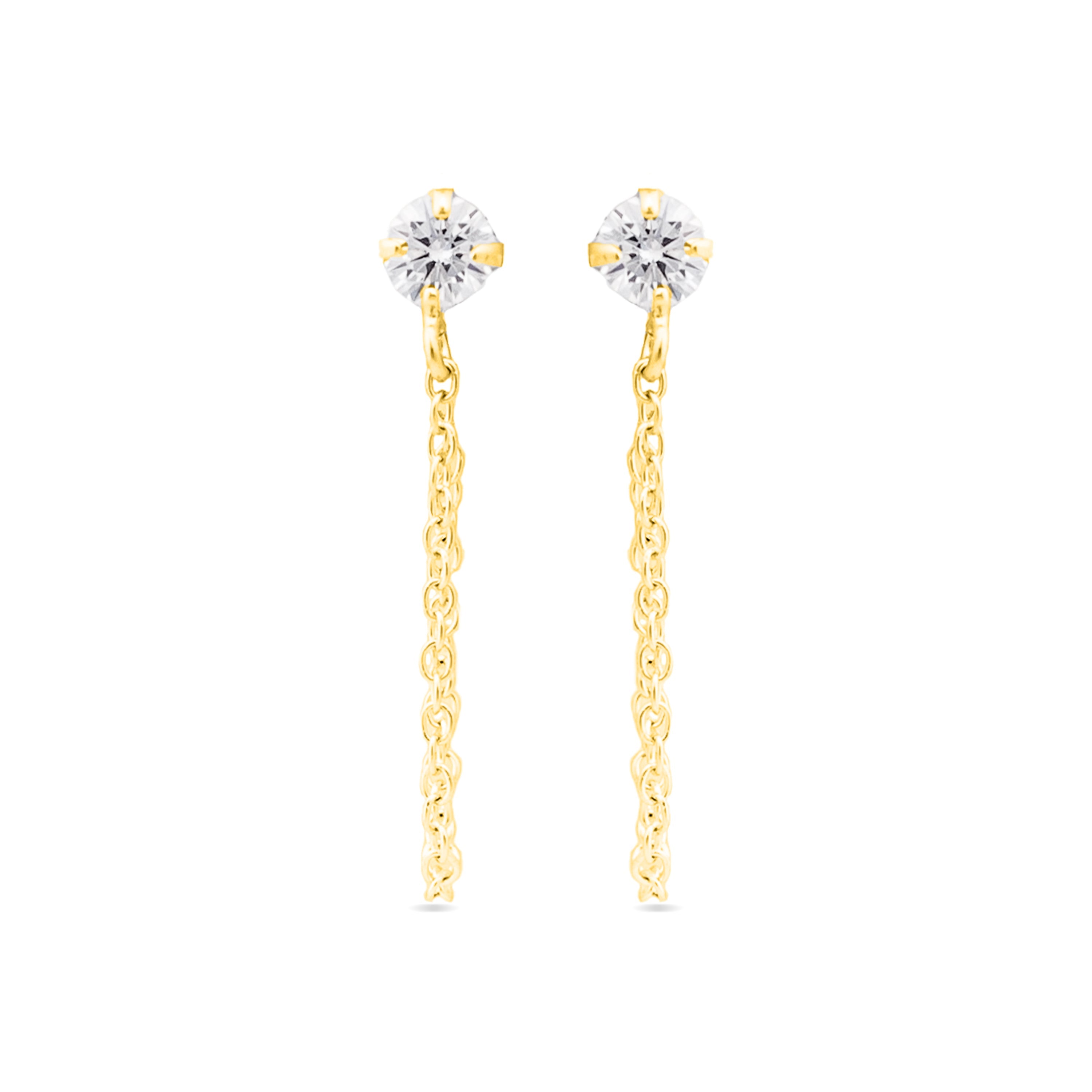 Boucles d'oreilles en argent sterling 925 avec zircon brillant, finies en or jaune 18K - Essential