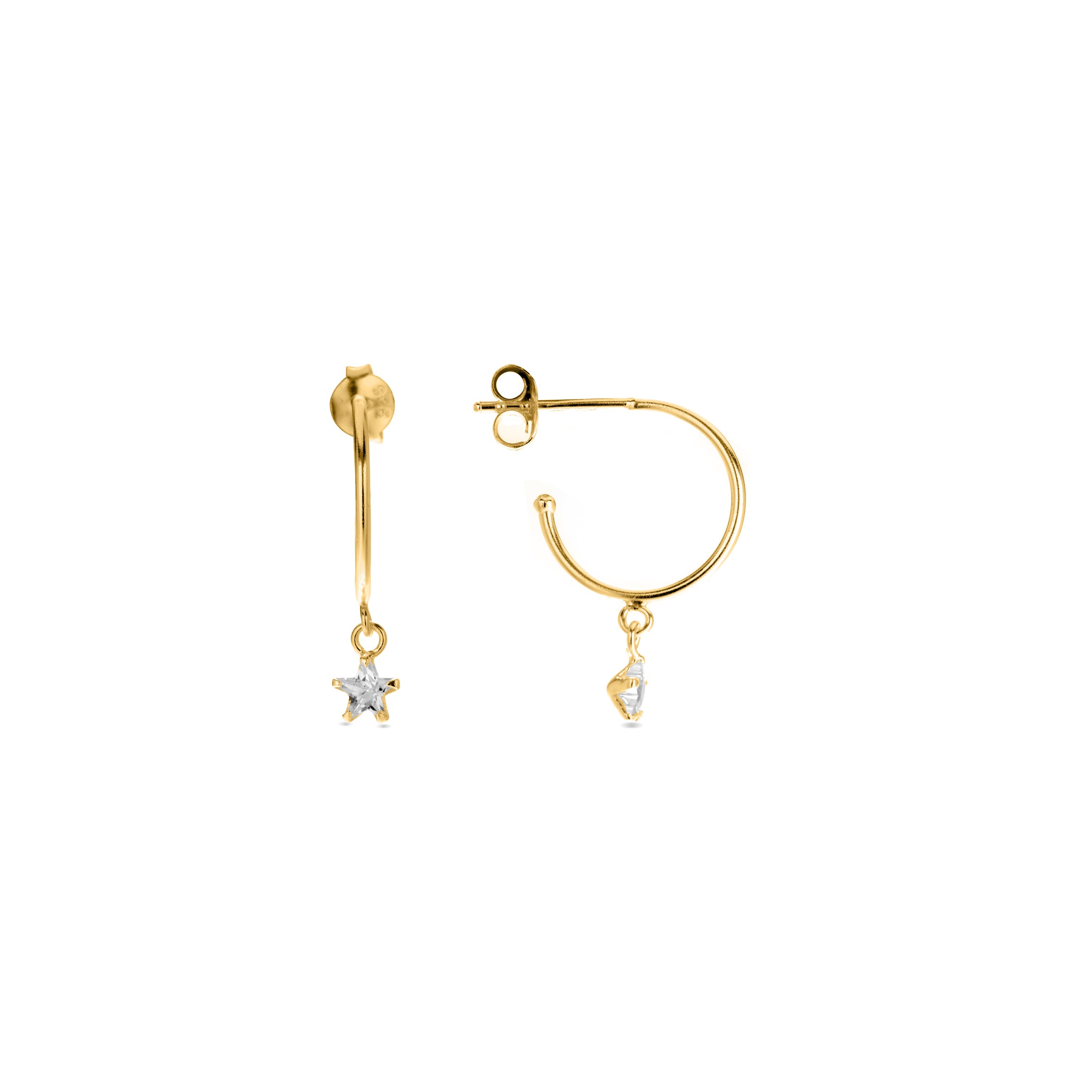 Orecchini in Argento Sterling 925 con Zirconia Brillante finiti in oro giallo 18K - Essential