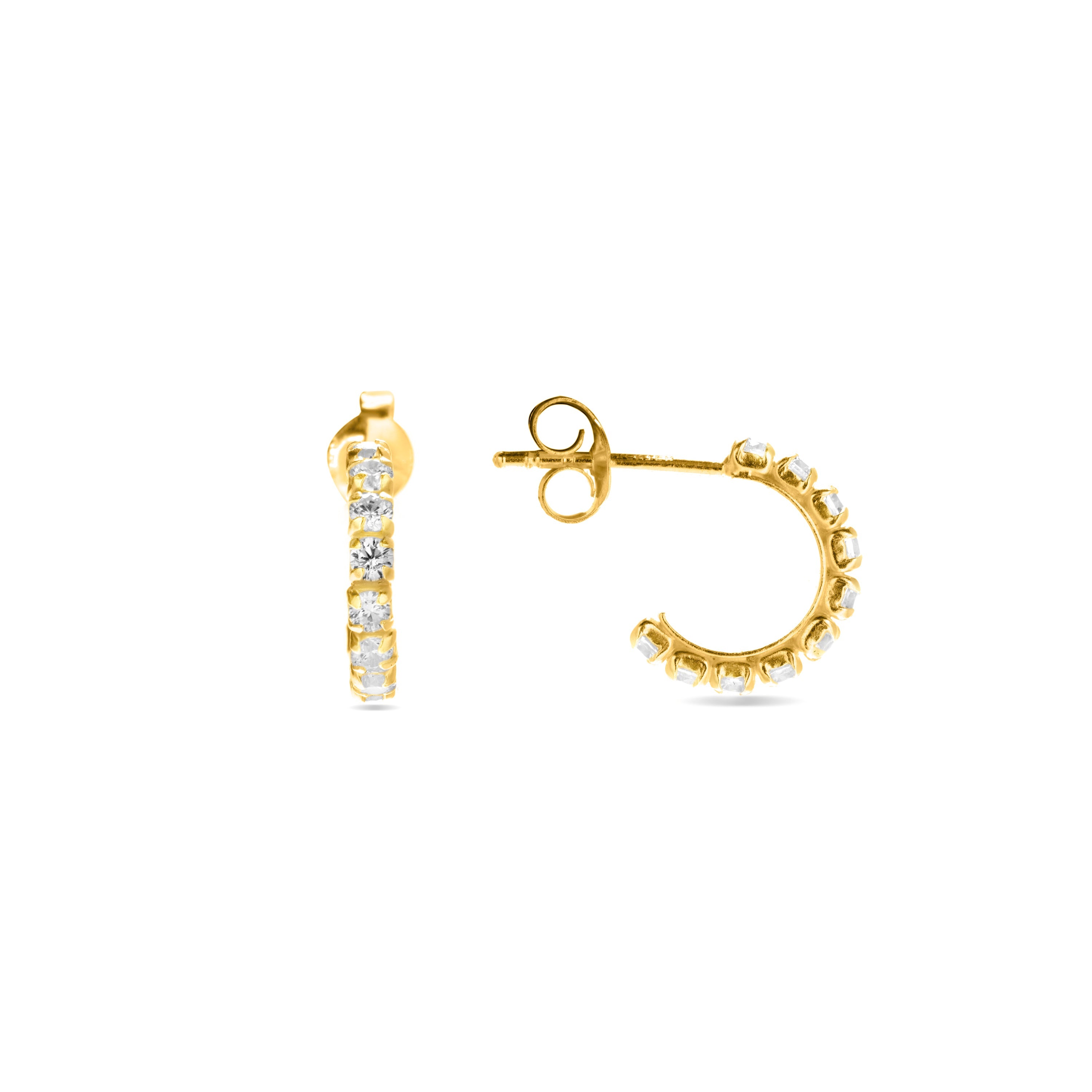 Boucles d'oreilles en argent sterling 925 avec zircon brillant, finies en or jaune 18K - Essential