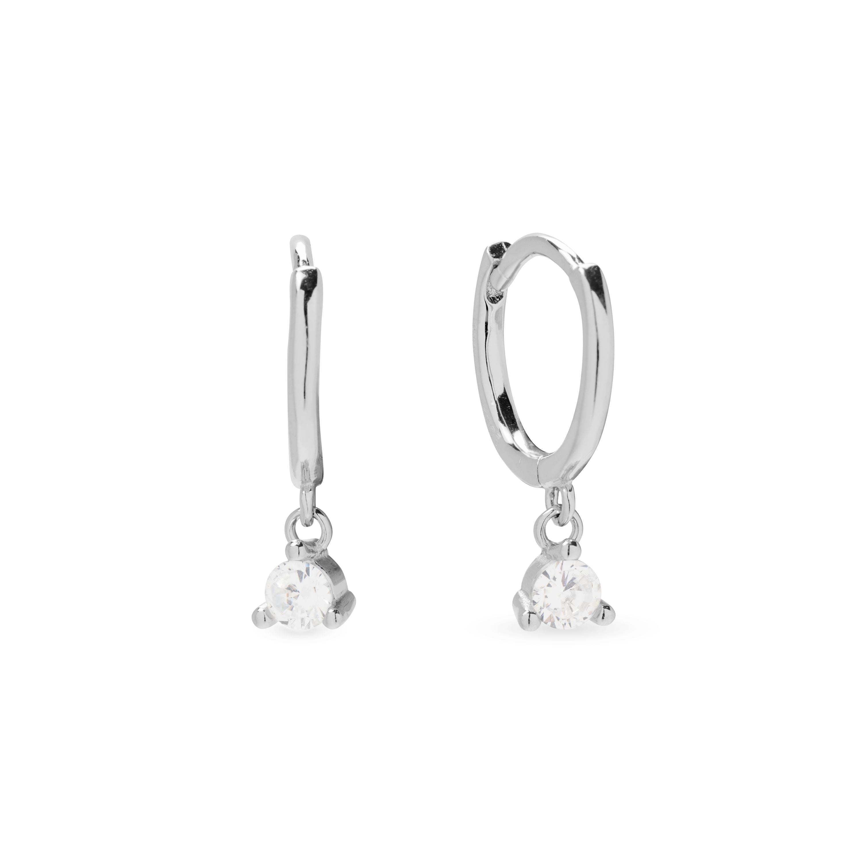925 Sterling Silver Earrings with Brilliant Zirconia finished in Rhodium - Xomi