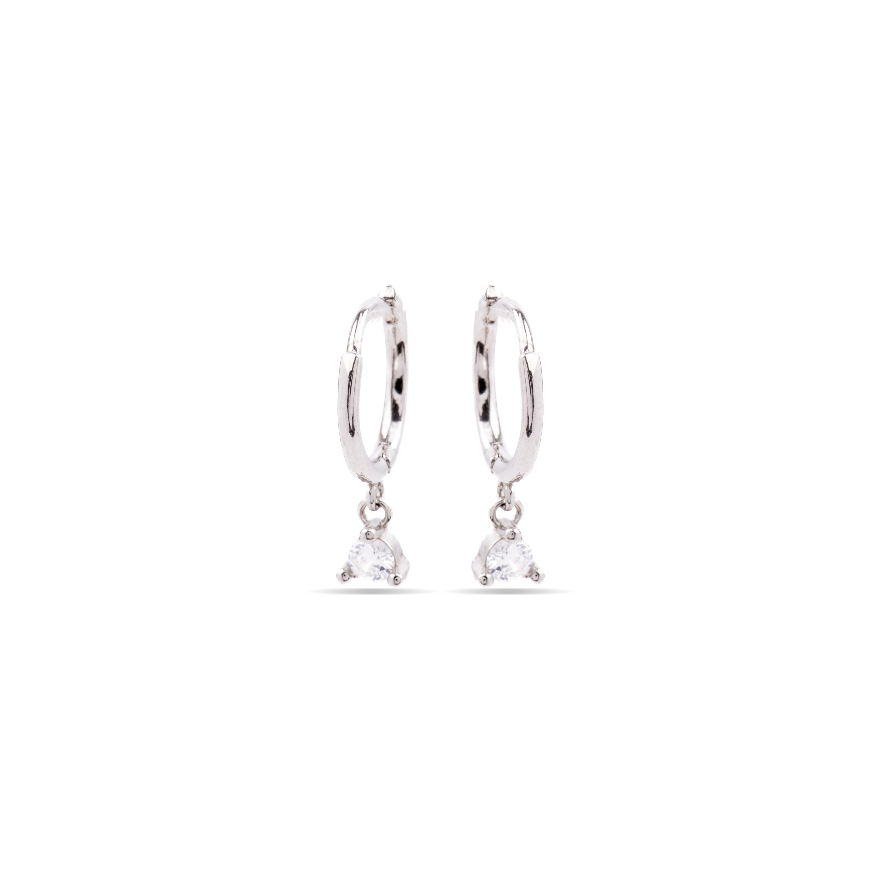 925 Sterling Silver Earrings with Brilliant Zirconia finished in Rhodium - Xomi