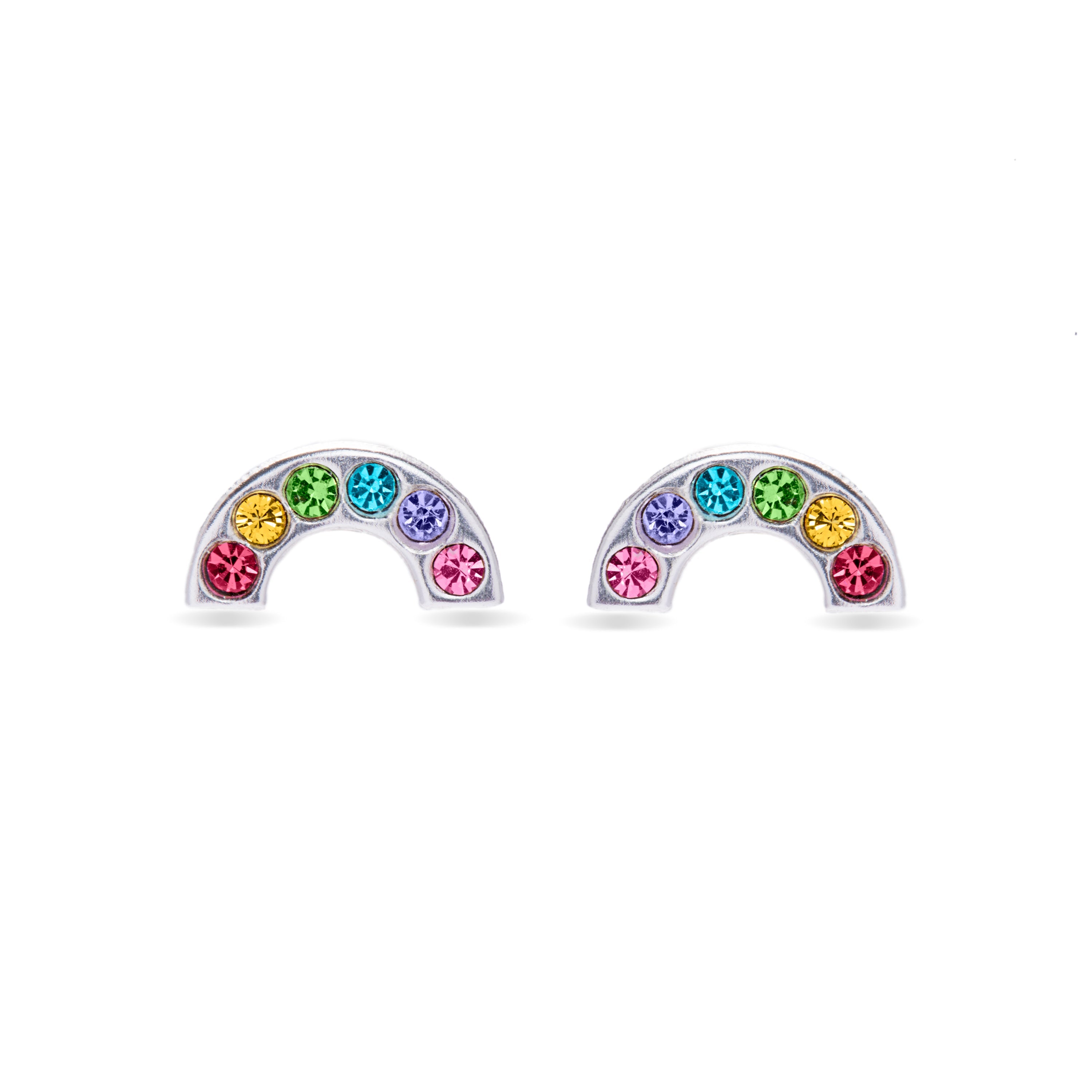 925 Sterling Zilveren Oorbellen met Multicolor Zirkonia afgewerkt in rhodium - Regenboog