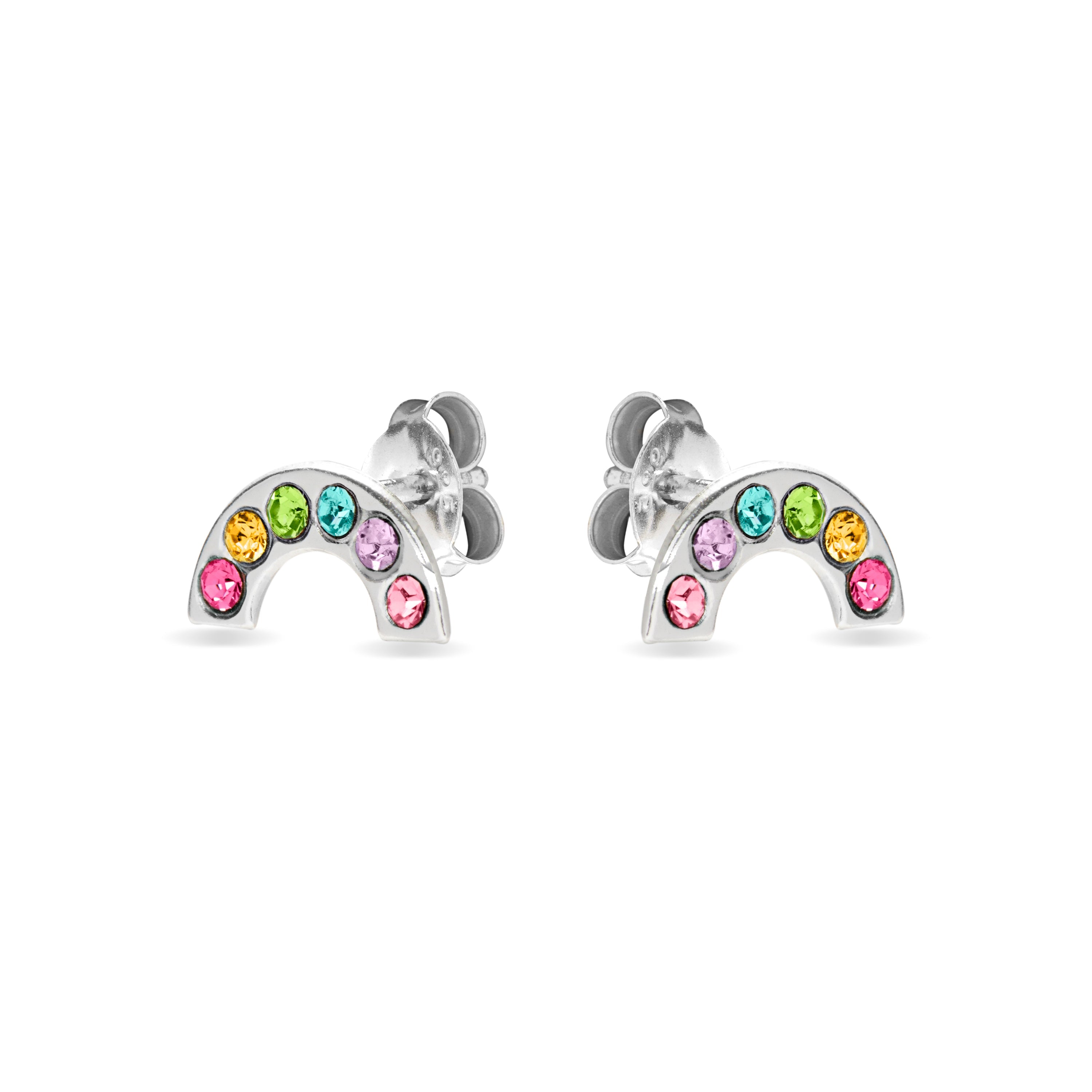 925 Sterling Zilveren Oorbellen met Multicolor Zirkonia afgewerkt in rhodium - Regenboog
