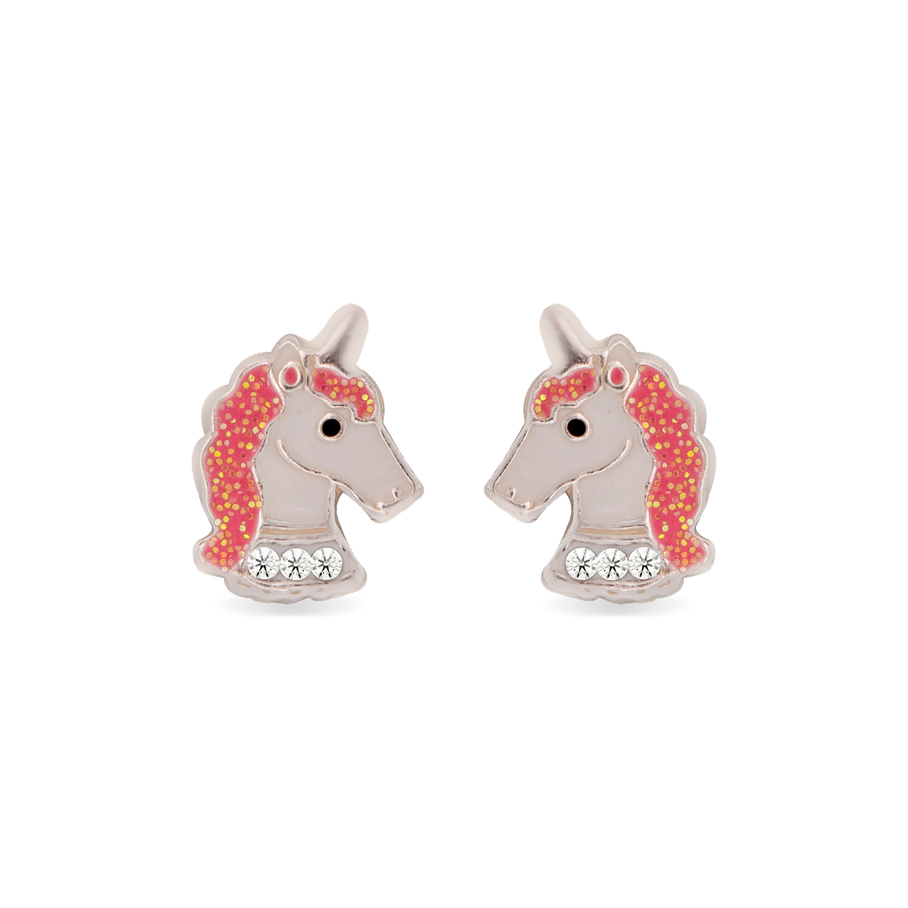 Boucles d'oreilles en argent sterling 925 finies en rhodium - Licorne