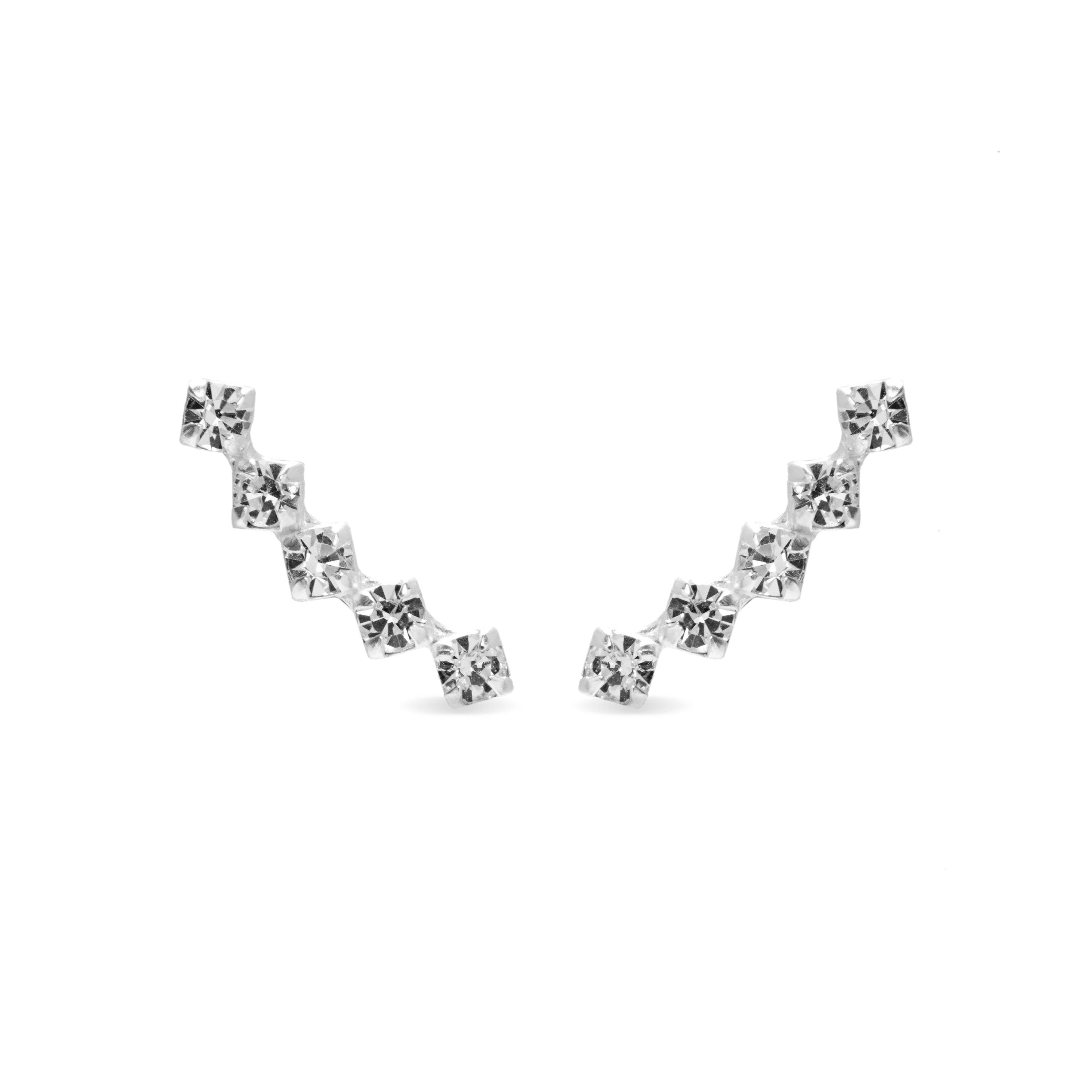 925 Sterling Silver Earrings with Brilliant Zirconia finished in Rhodium - Sias
