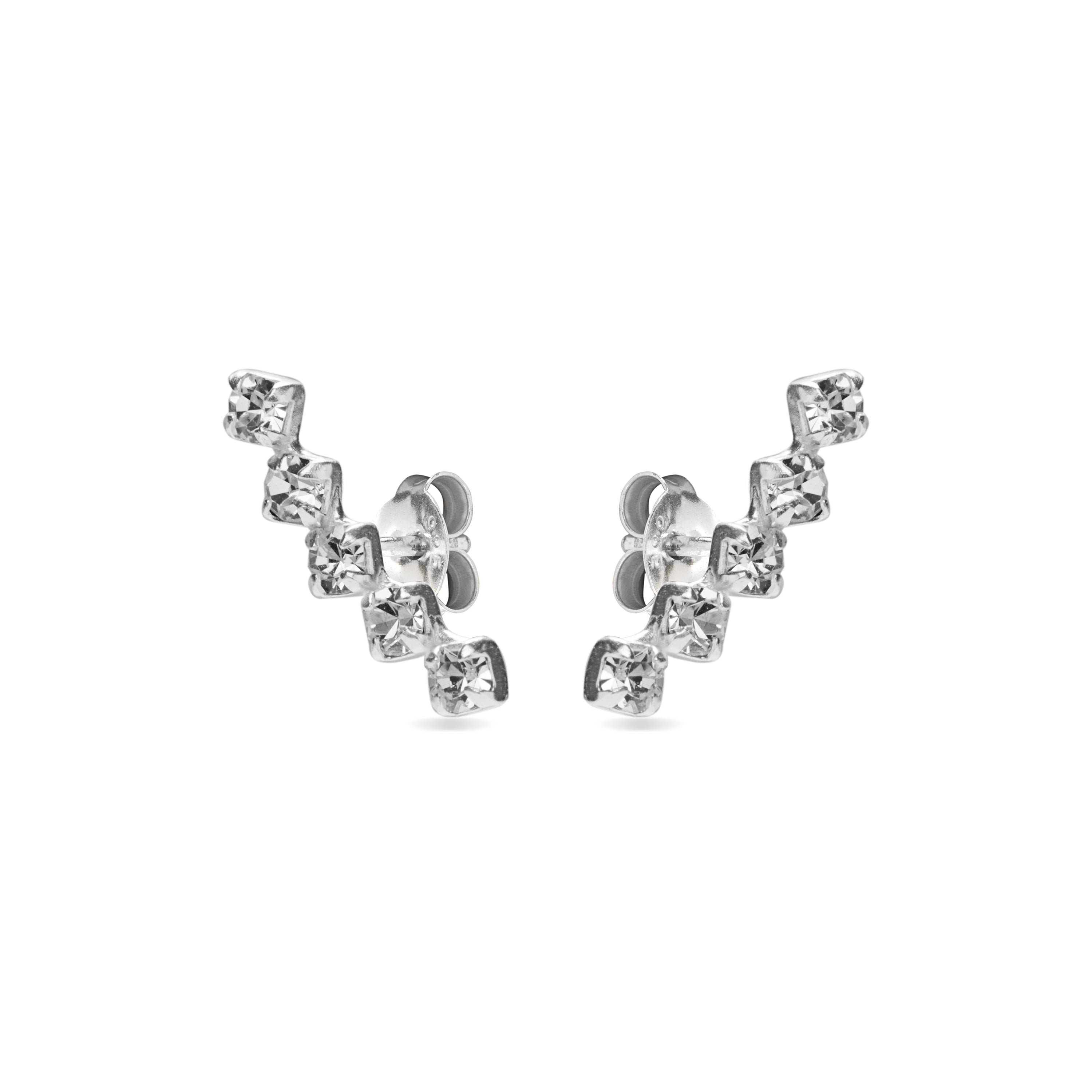 925 Sterling Silver Earrings with Brilliant Zirconia finished in Rhodium - Sias