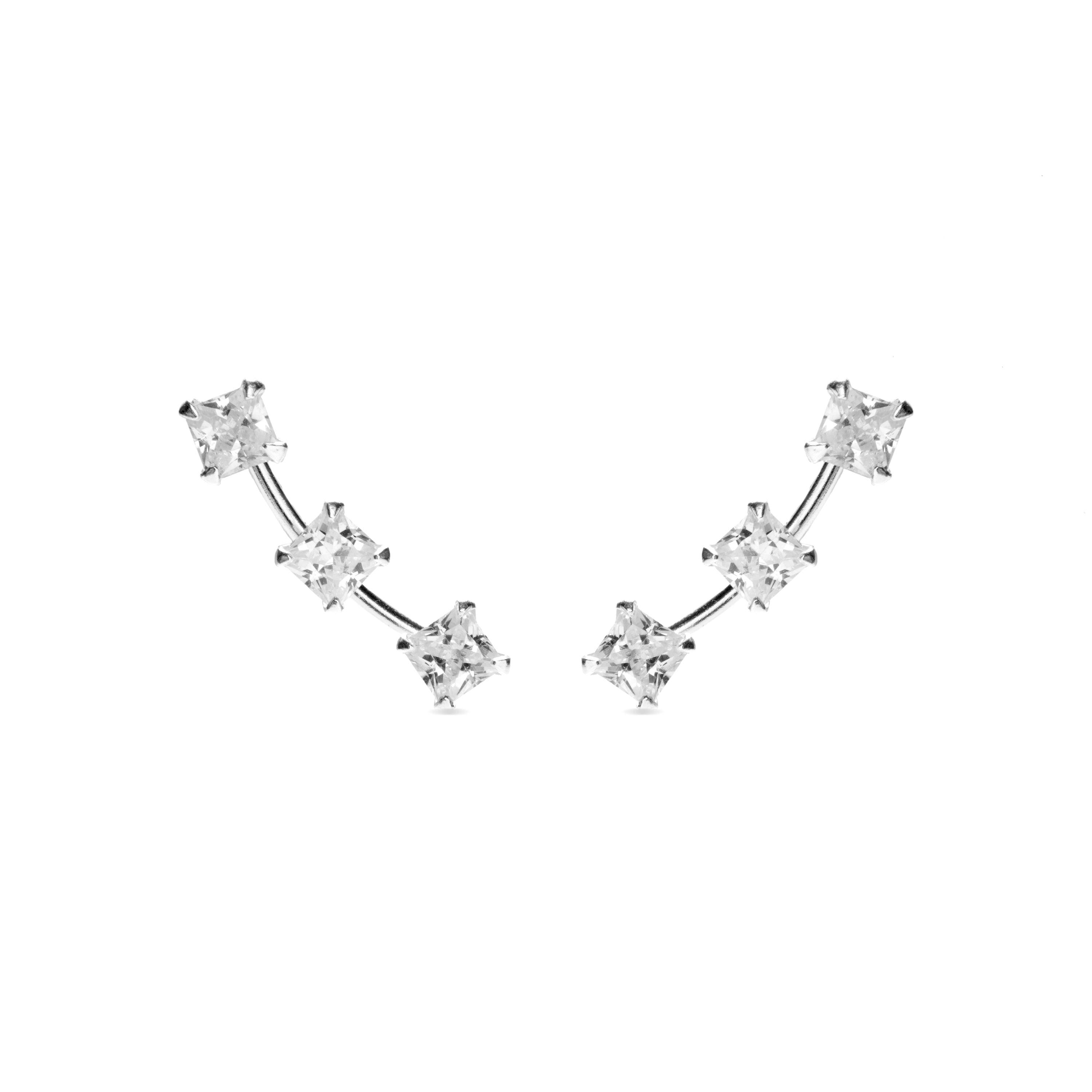 925 Sterling Silver Earrings with Brilliant Zirconia finished in Rhodium - Kenna