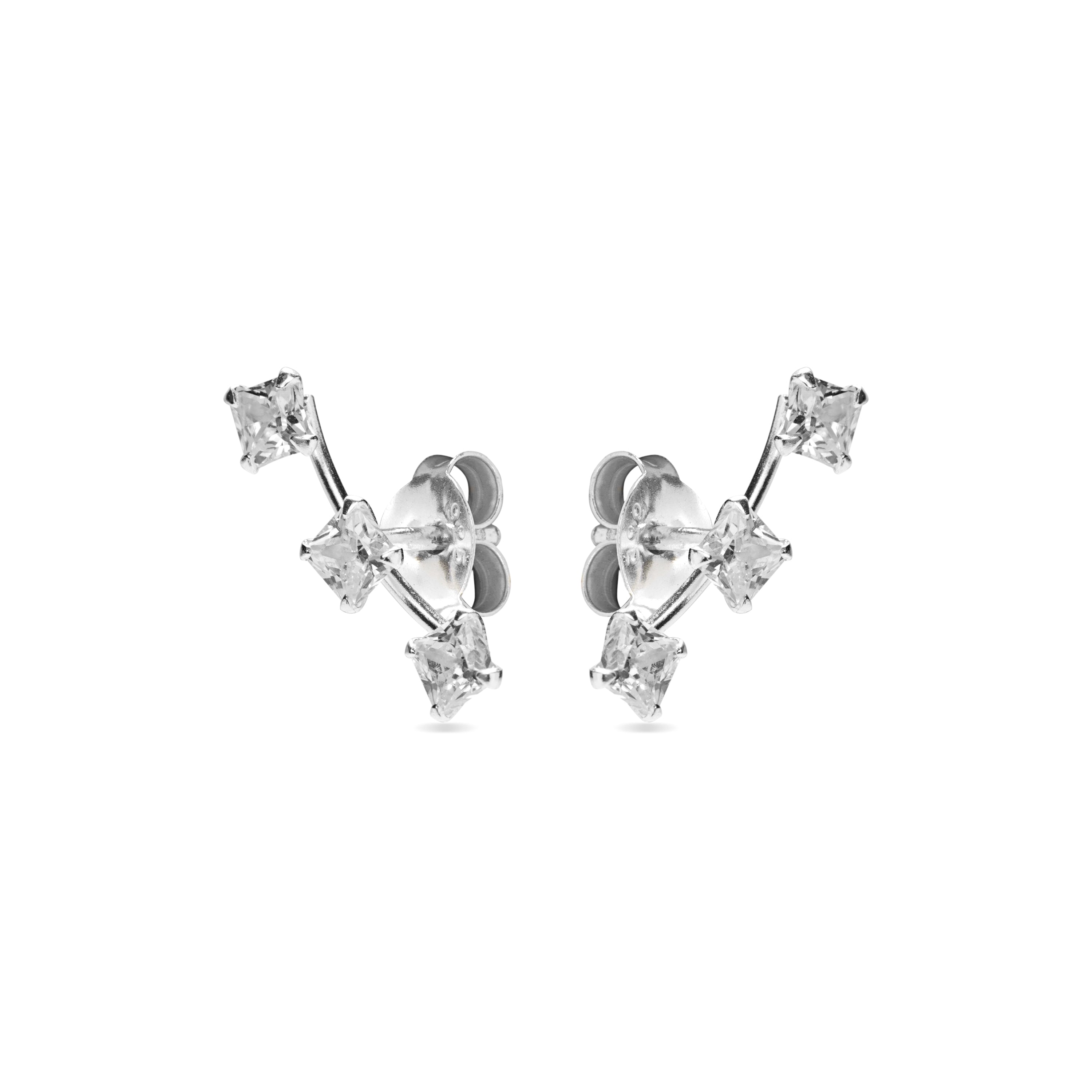 925 Sterling Silver Earrings with Brilliant Zirconia finished in Rhodium - Kenna