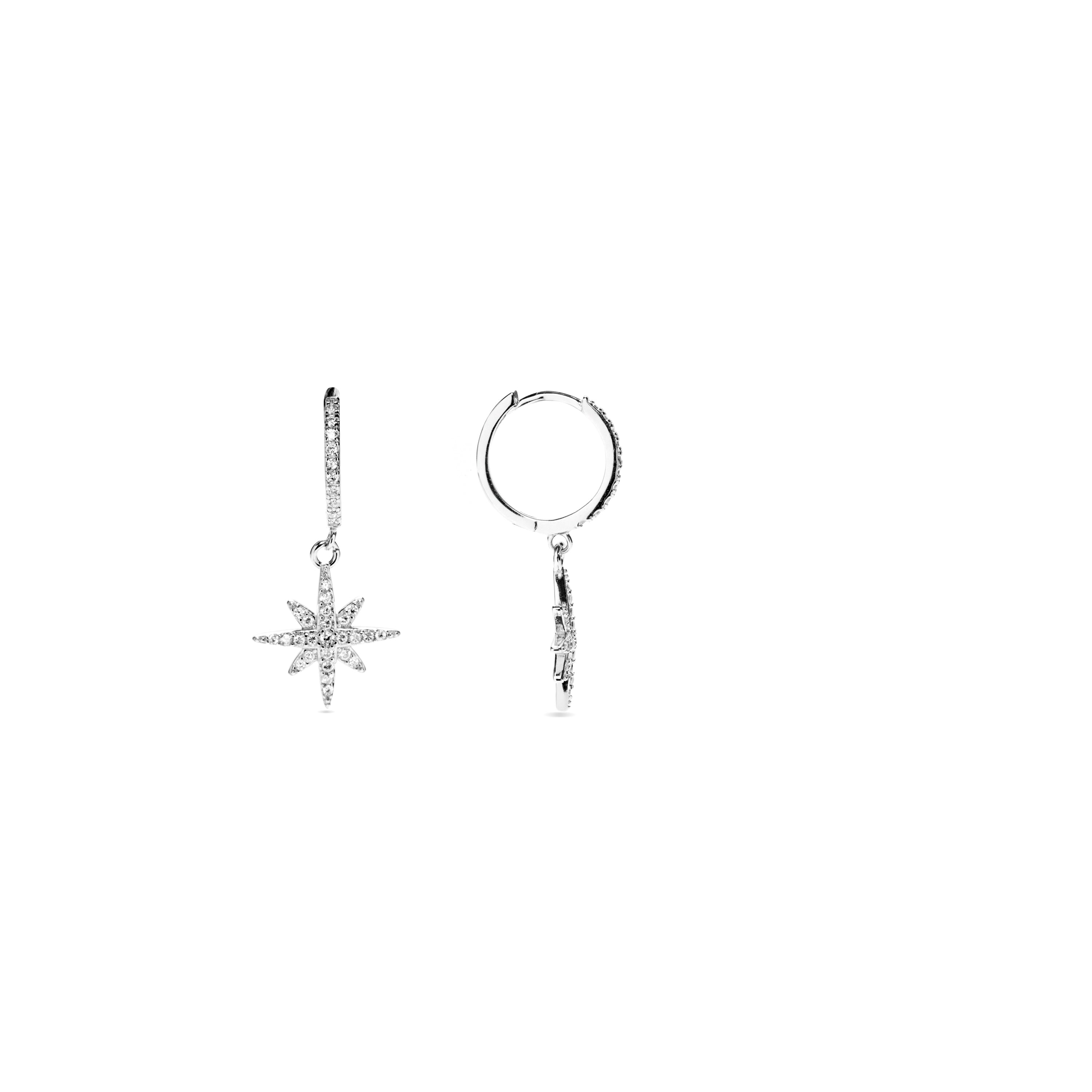 925 Sterling Silver Earrings with Brilliant Zirconia finished in rhodium - Lapai