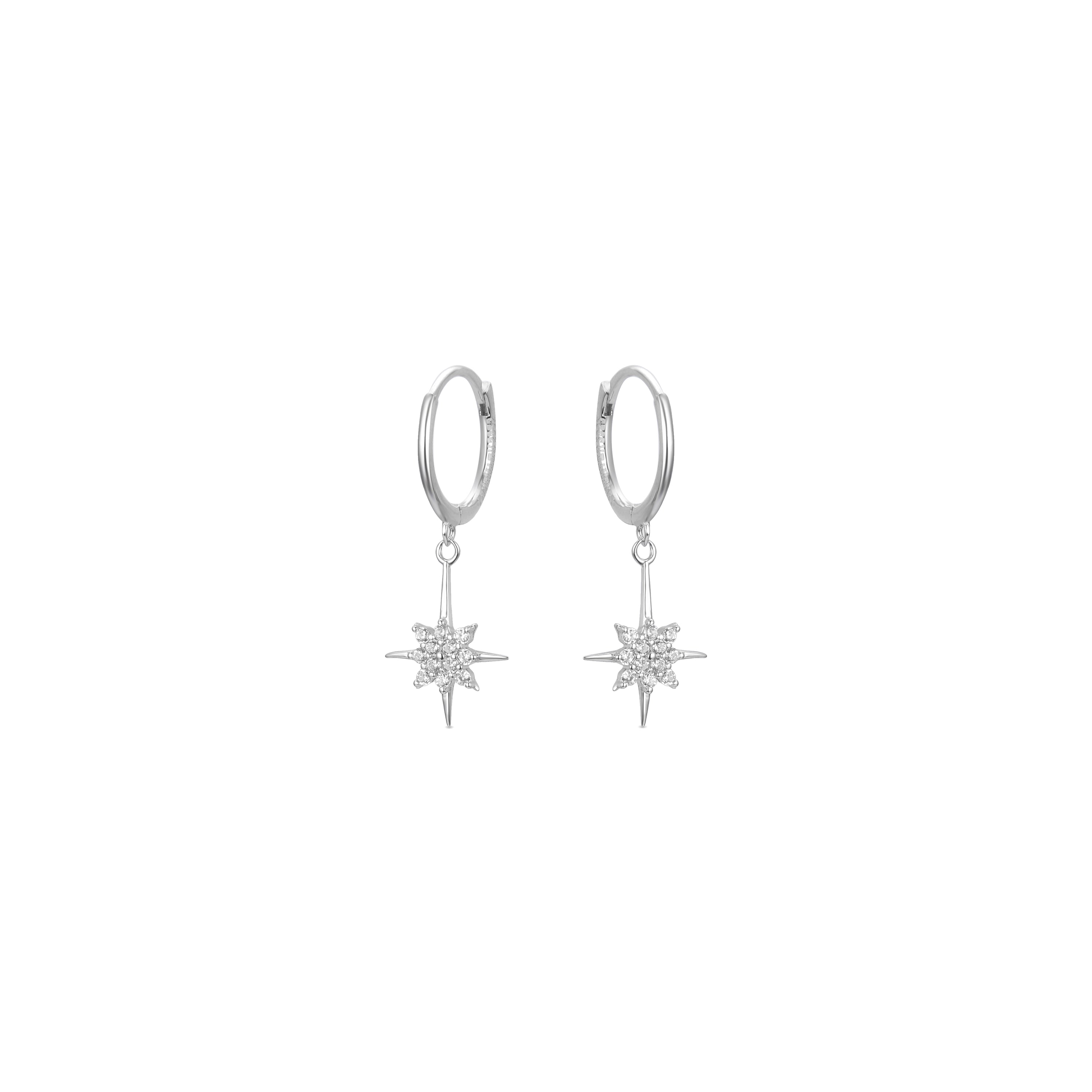 925 Sterling Silver Earrings with Brilliant Zirconia finished in rhodium - Lapai