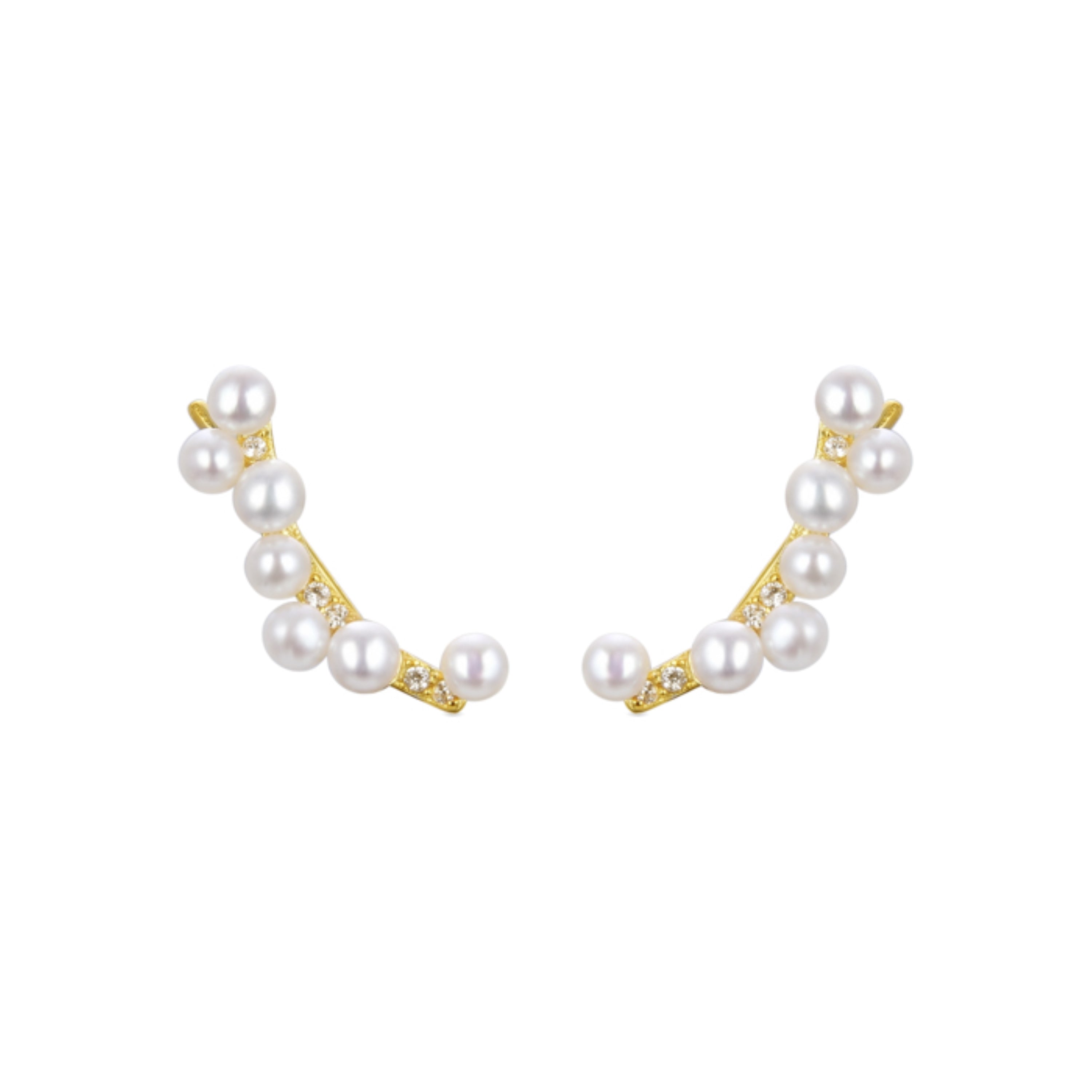 Orecchini in Argento Sterling 925 con Perla Bianca finiti in oro giallo 18K - Nazen