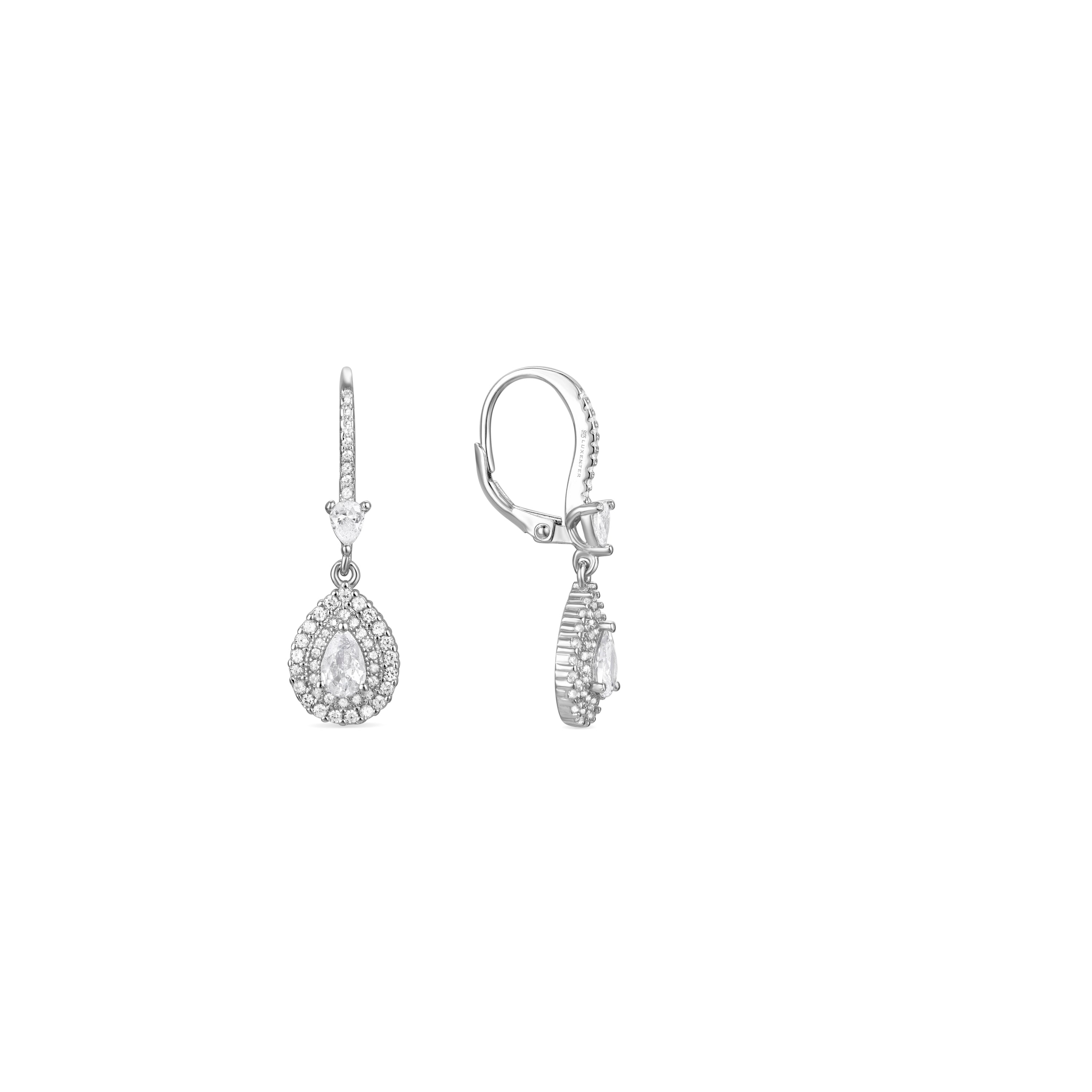 925 Sterling Silver Earrings with Brilliant Zirconia finished in Rhodium - Shiyi
