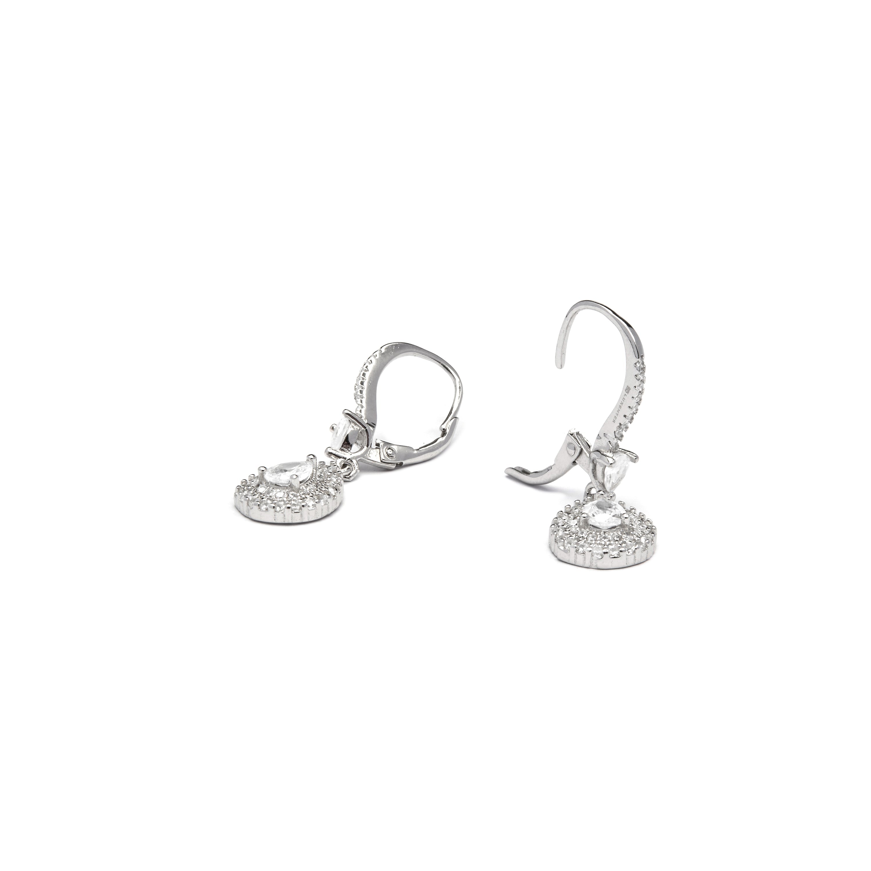 925 Sterling Silver Earrings with Brilliant Zirconia finished in Rhodium - Shiyi