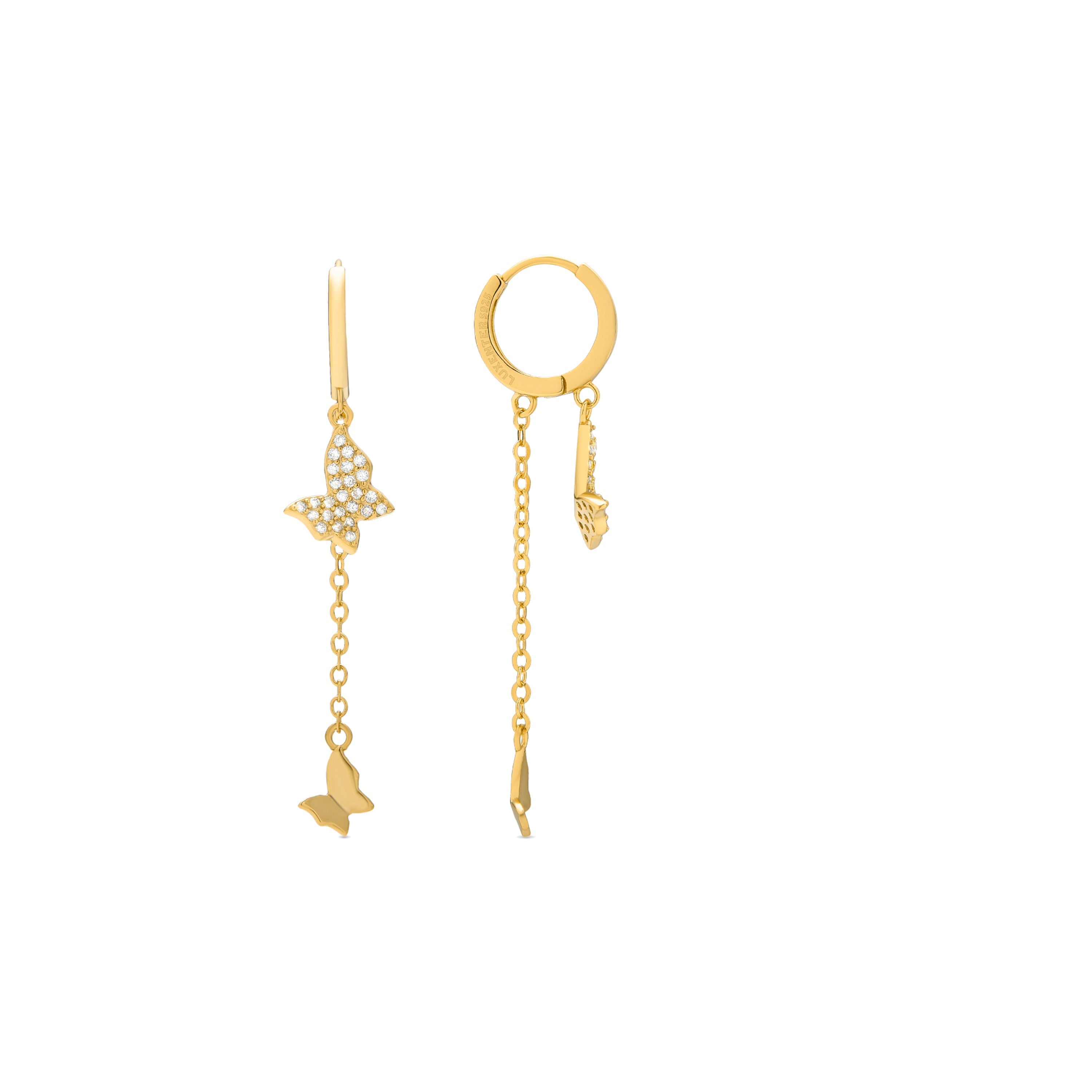 Boucles d'oreilles en argent sterling 925 avec zircon brillant, finies en or jaune 18K - Kedro