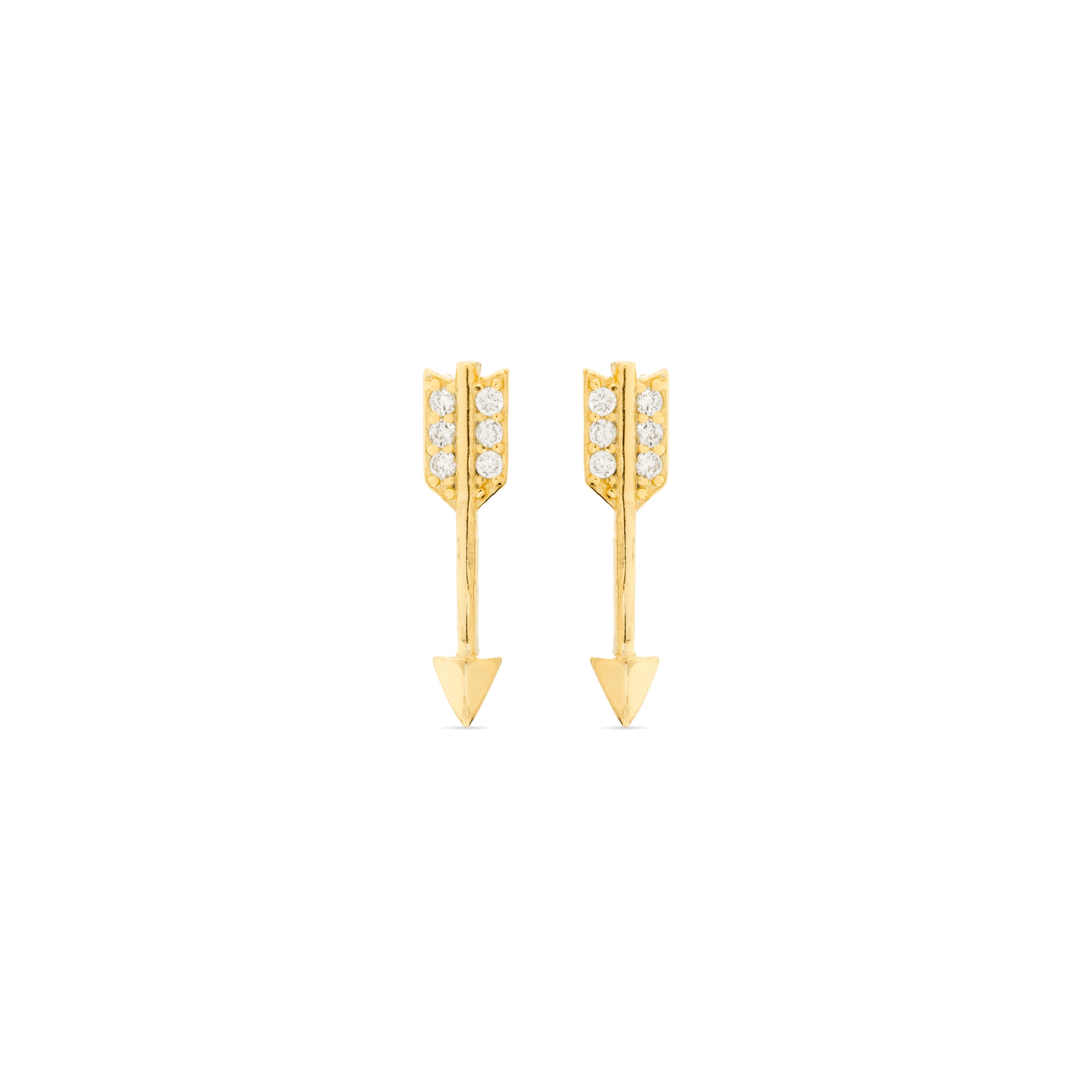 Pendientes de Plata de Ley 925 y Circonita Brillante acabados en oro amarillo de 18k - Flecha