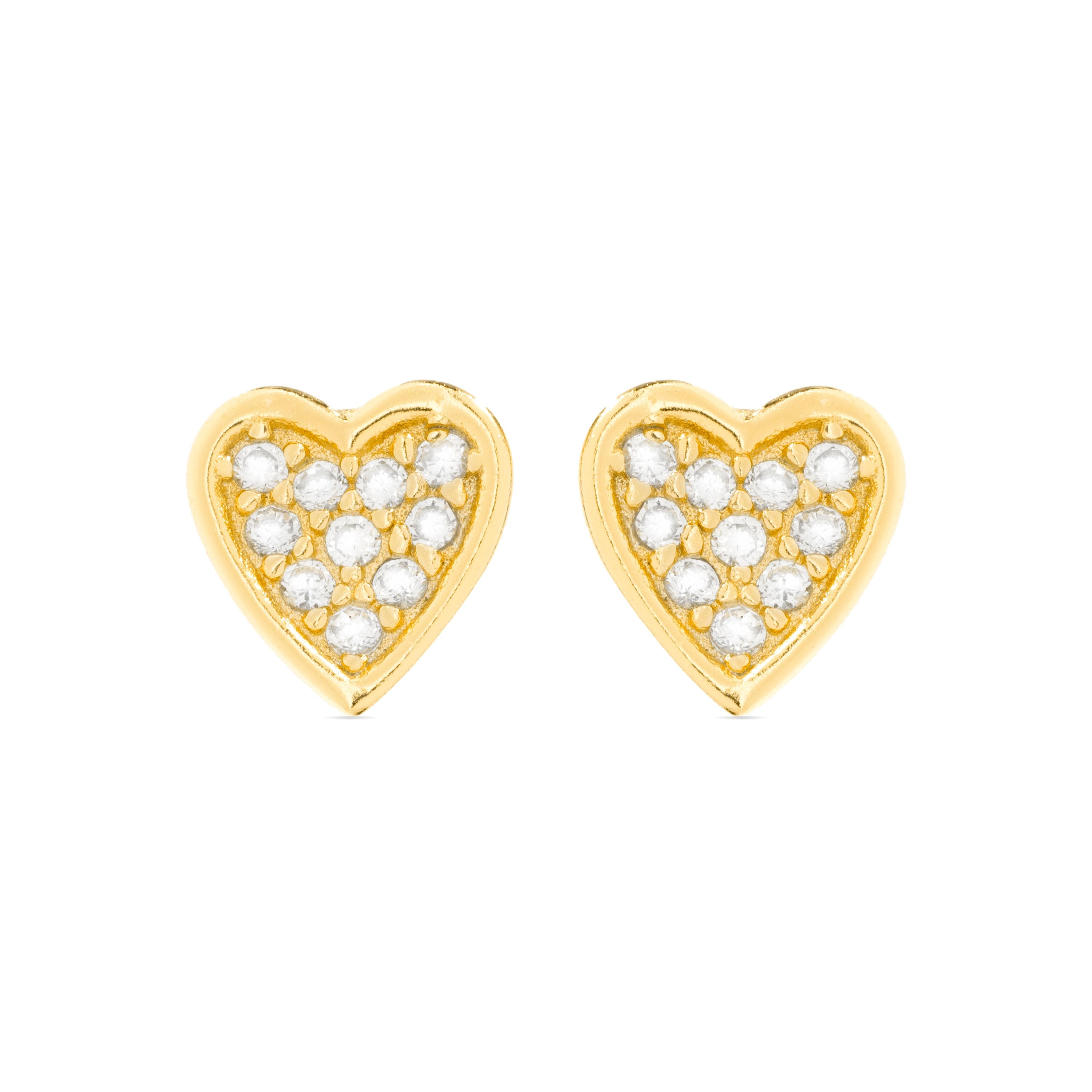 Pendientes de Plata de Ley 925 y Circonita Brillante acabados en oro amarillo de 18k - Corazón