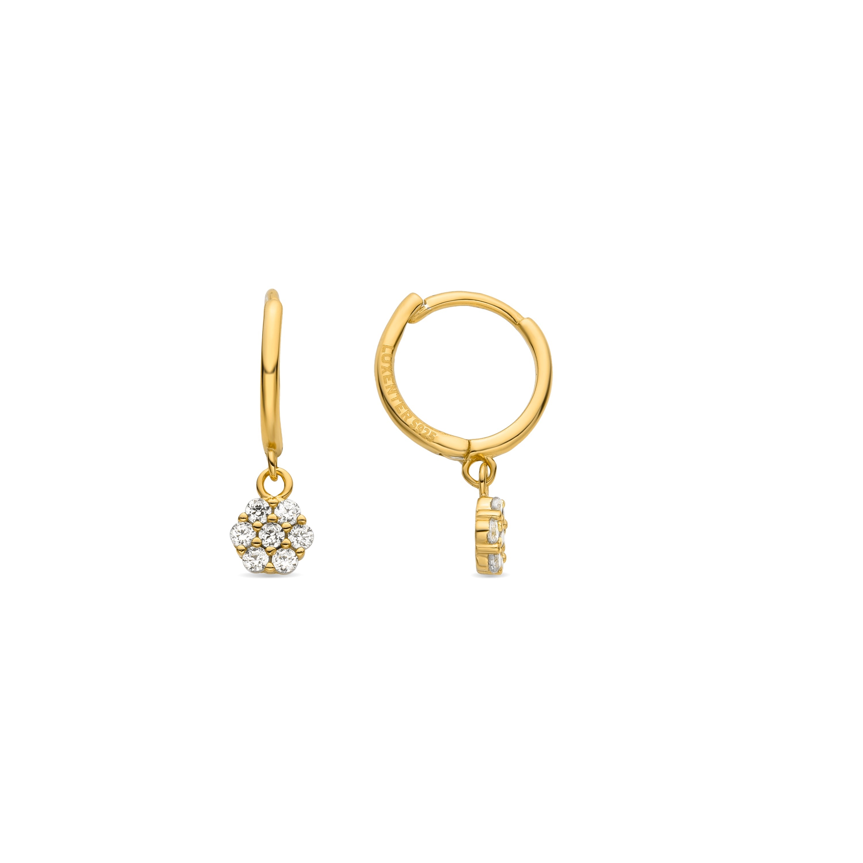 Pendientes de Plata de Ley 925 y Circonita Brillante acabados en oro amarillo 18K - Lipyo